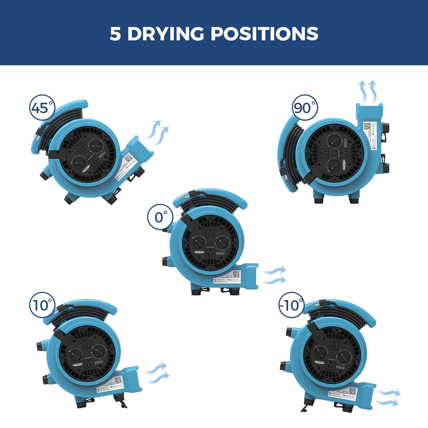 ALORAIR 1000 CFM Air Mover Blower Fan for Drying, Ventilating, Exhausting, Cooling, Utility Timer Fan with 3 Speeds, 5 Adjustable Angles, 10ft Long Cord for Home, Industrial, Commercial Use - GE1000AT