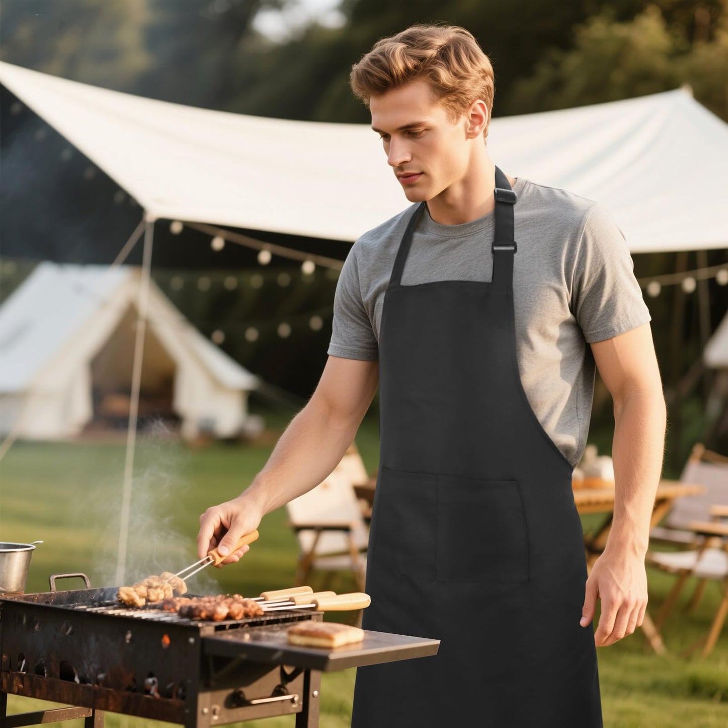 Cardkiss Large Chef Apron for Men and Women, Water Oil Repellent Cooking Kitchen Aprons with 2 Large Pockets