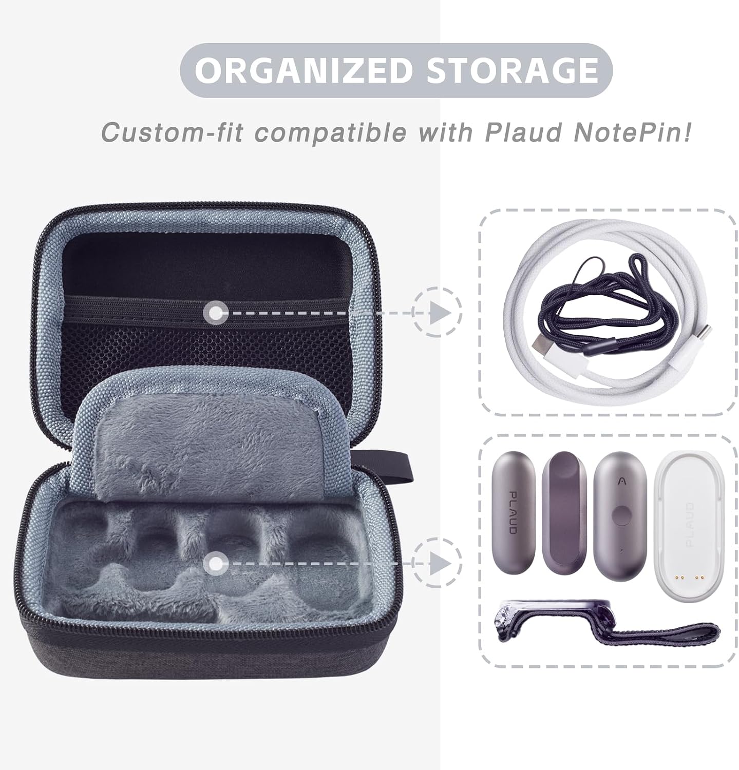 EVGRDCS Hard Case Compatible with PLAUD NotePin/NotePin S AI Voice Recorder,Scratch and Fall Resistant Integrated