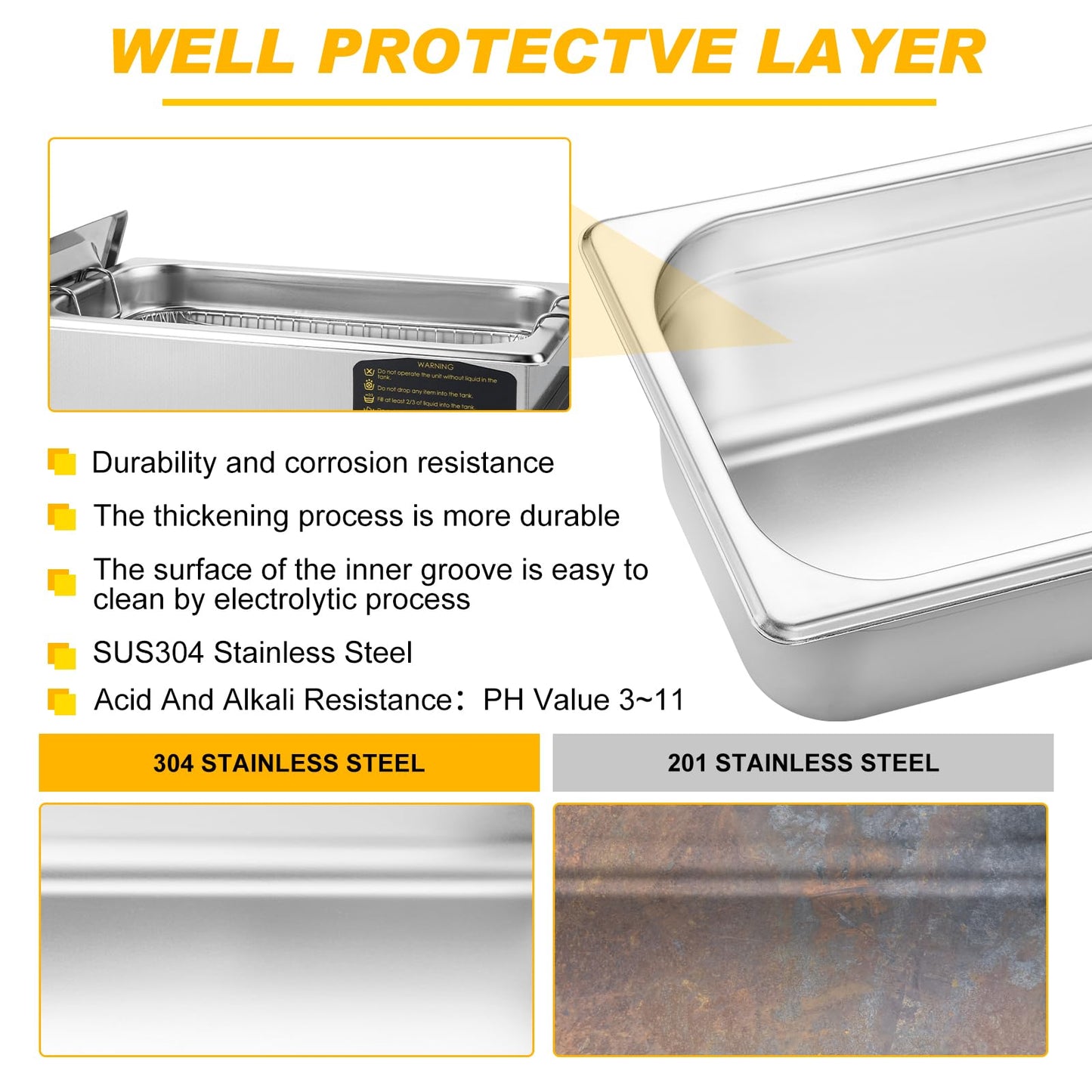 EIWEI 3L Ultrasonic Cleaner Professional Power-Adjustable Knob Jewelry Cleaning Machine with Heater Timer for Carburetor, Jewelry, Glasses, Dentures, Circuit Boards, Automotive Parts