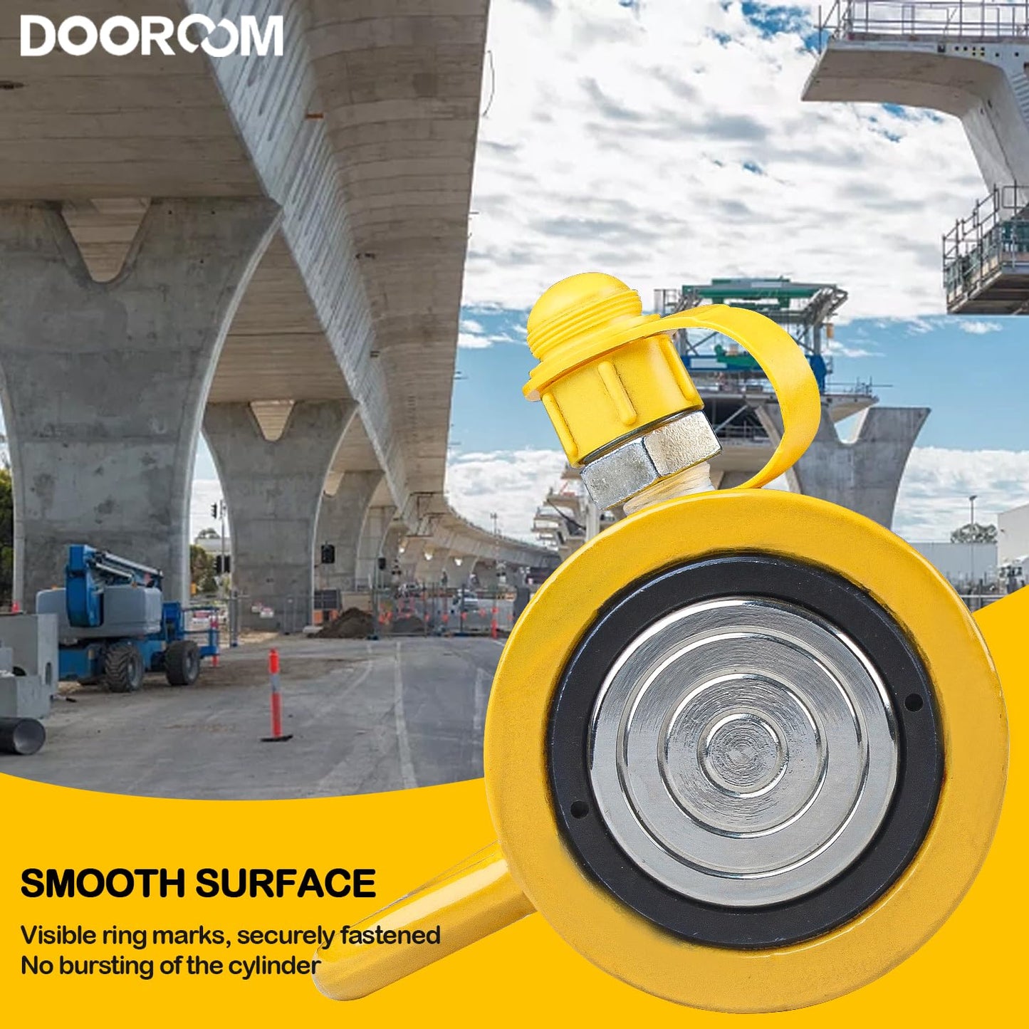 DOOROOM 30T 4Inch Stroke Porta Power Single Acting Lifting Cylinder for Shipbuilding, Machinery and Industry,Automatically Retract Split Hydraulic Cylinders Jacks, Yellow