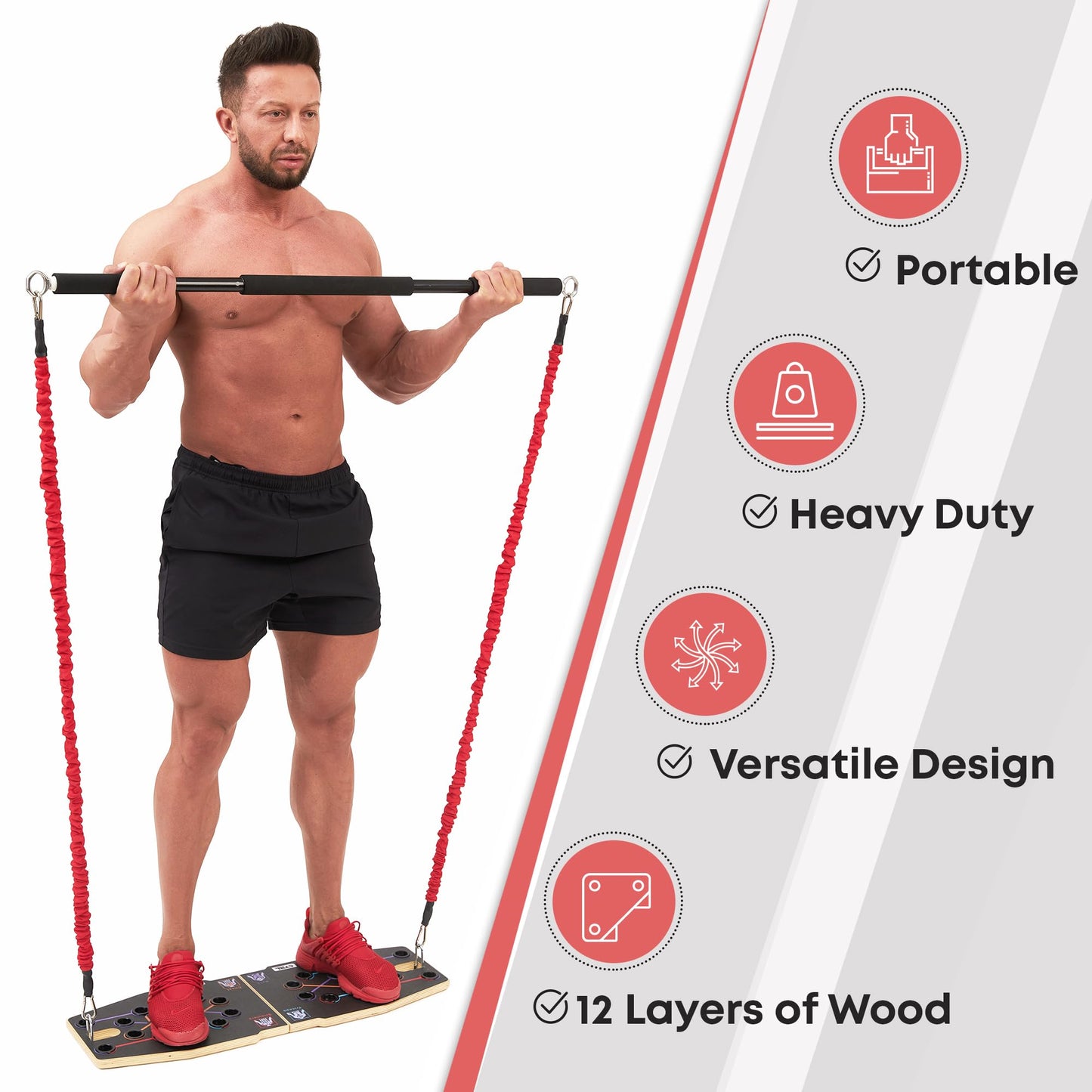 Push Up Board Workout Equipment for Chest Triceps, Back, Arms Muscles, Fitness Portable Pushup Board for Man and Women, Perfect Multi-Functional Push-Up Stand Bar Muscle Building by CTRL Sports