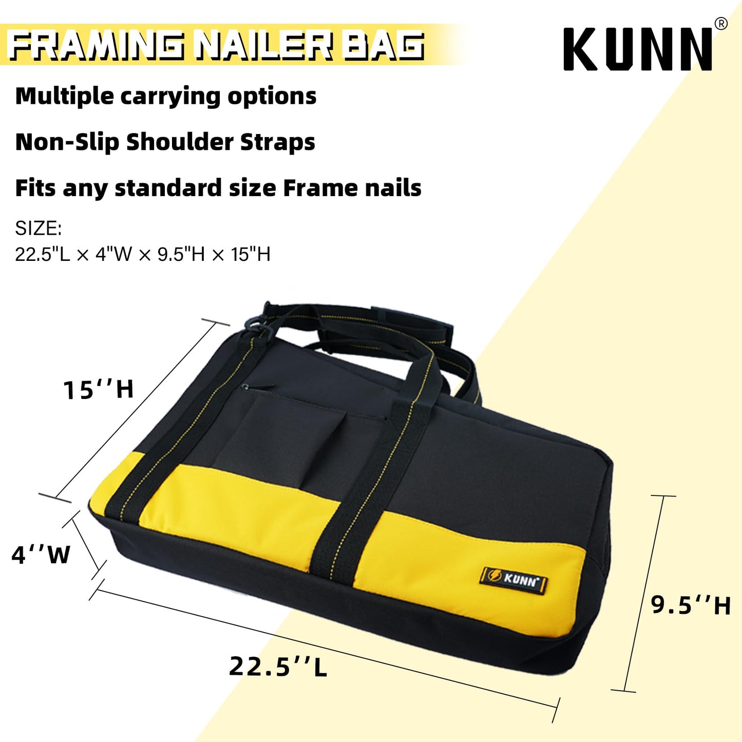 KUNN Shoulder Framing Nailer Bag & Rolling Tool Backpack with Wheels
