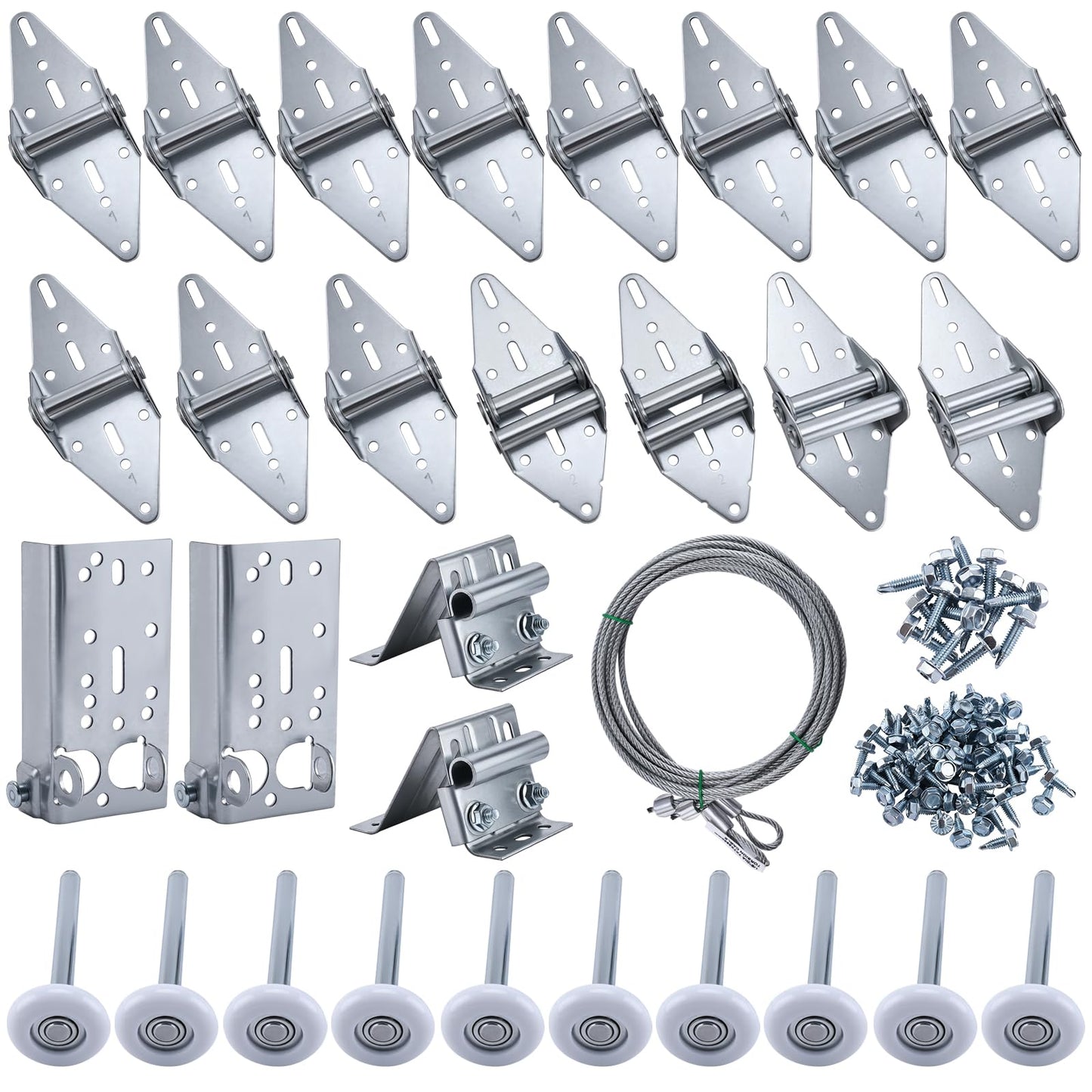 Patioer Garage Door Hardware Kit with Roller, Hinge, Top & Bottom Bracket, Galvanized Cables, Fasteners, for 16'x7' and 18'x7' Double Garage Doors