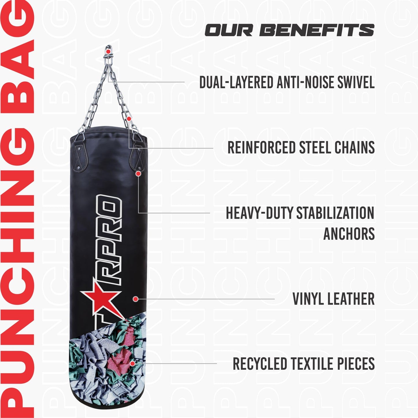 Starpro Heavy Punching Bags - Filled 55lbs Boxing Bag with Hanging Chain for MMA Kickboxing & Training
