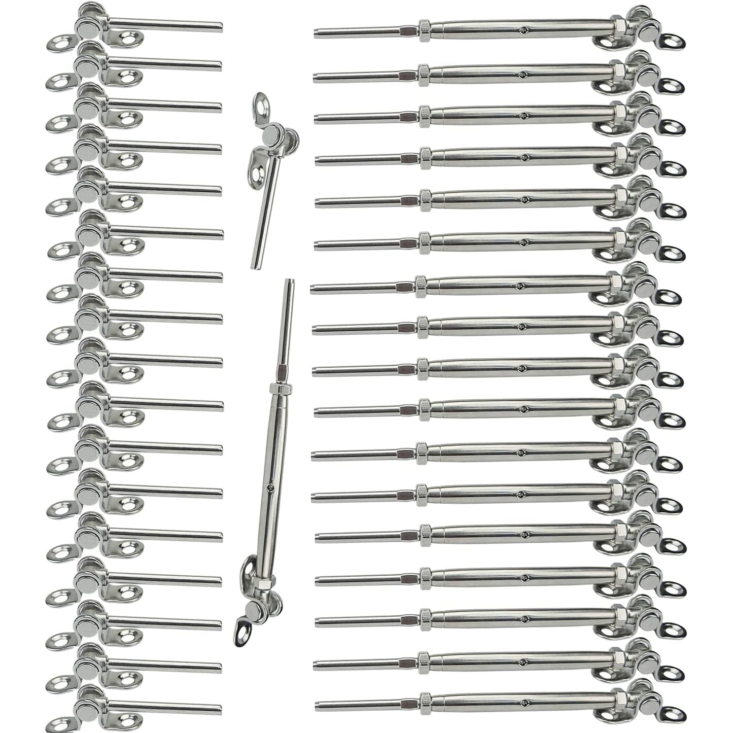Sowtowe T316 Marine Grade Stainless Steel Cable Railing Hardware Kit for 1/8 Inch Cable Railing System, 32 Pairs, Adjustable Angle