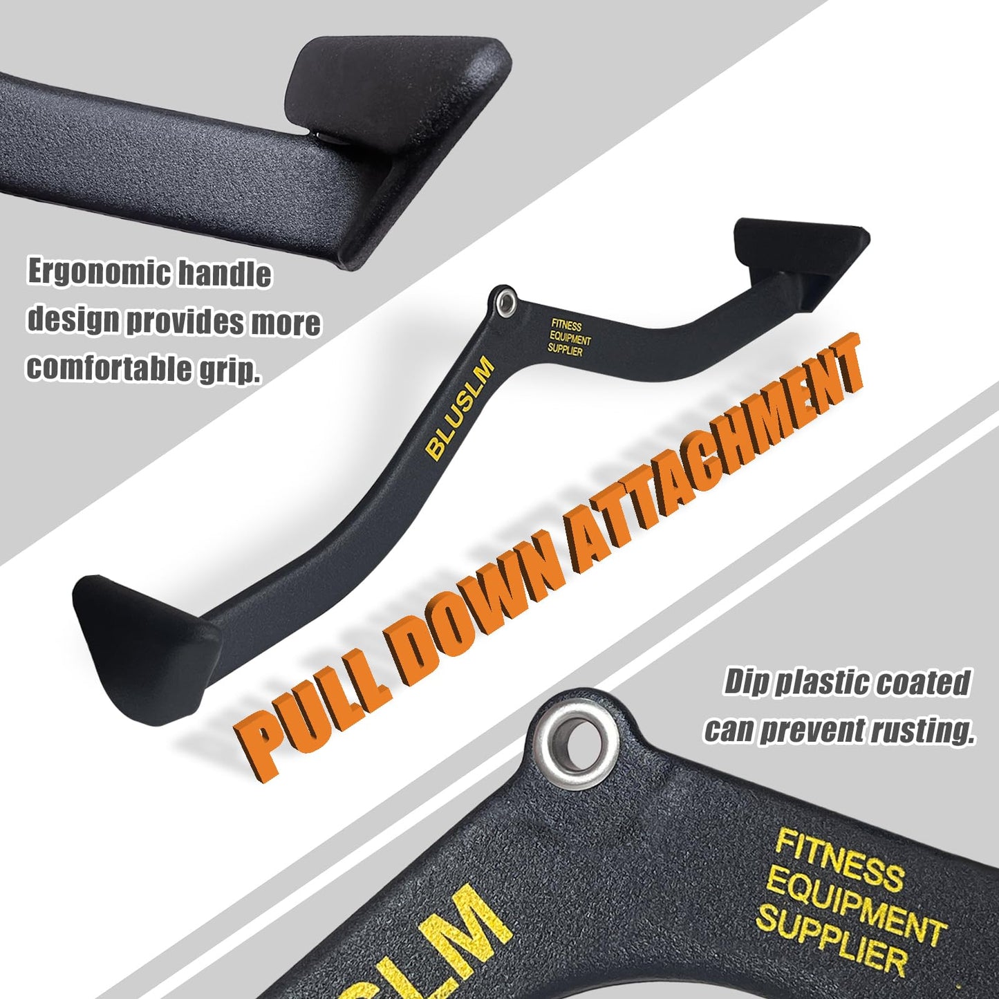BLUSLM LAT Pull Down Bar for Cable Machine, LAT Pulldown Attachments T-bar V-bar Cable Attachment for Gym, Back Tricep Strength Training Handle