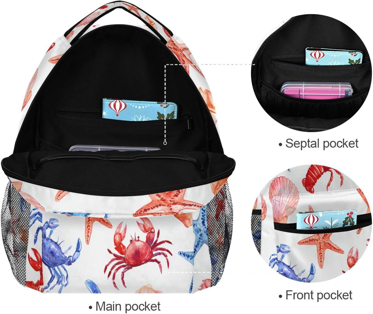 Krafig Backpacks Backpack Daypack Cute Lobsters Crabs Boys Girls Kids School Bookbag, School Bag Travel
