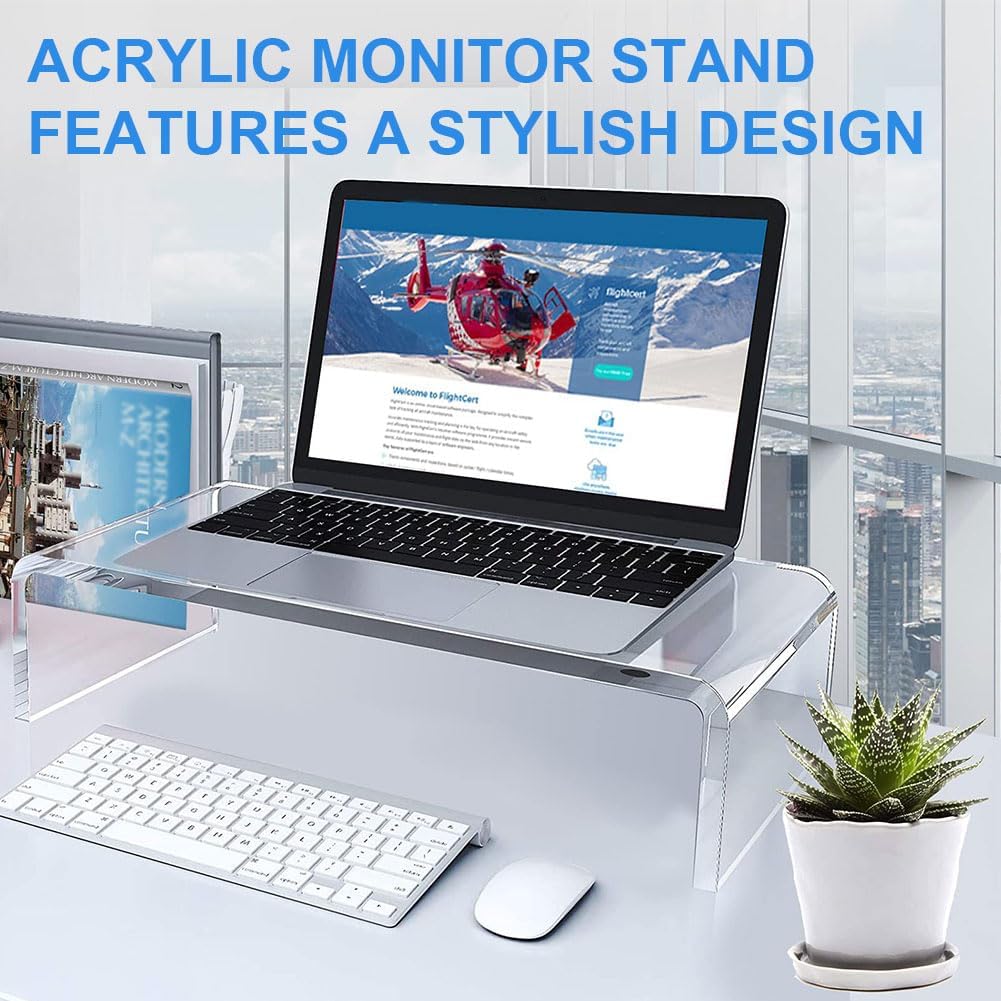 Generic Acrylic Monitor Stand Clear Monitor Riser Desk Laptop Stand Riser Laptop/PC/Multimedia Monitor Stand for Home
