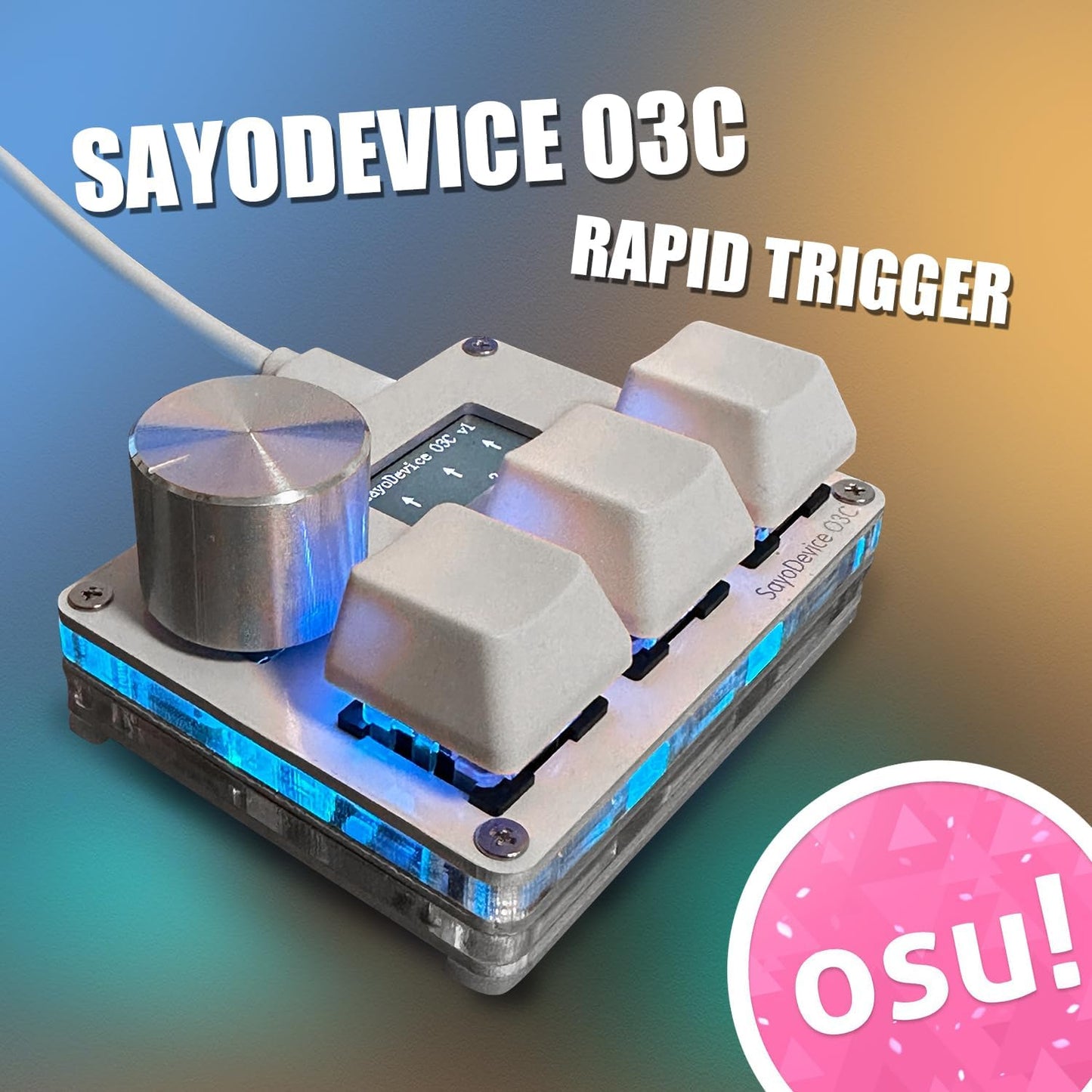 BTXETUEL O3C SayoDevice OSU Rapid Trigger Hall Switches Magnetic Linear Switches Keyboard with Knob and Screen,Copy