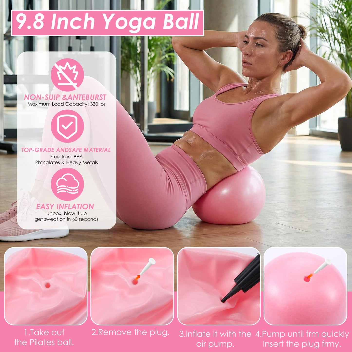 MSHHDK Workouts Pilates Equipment Set Pilates Kit for Home with Ring and Ball Resistance Bands Yoga Strap Socks Bag Guide Pilate Essentials Kit for Women Gym Home Starter Pilate Workout Kits