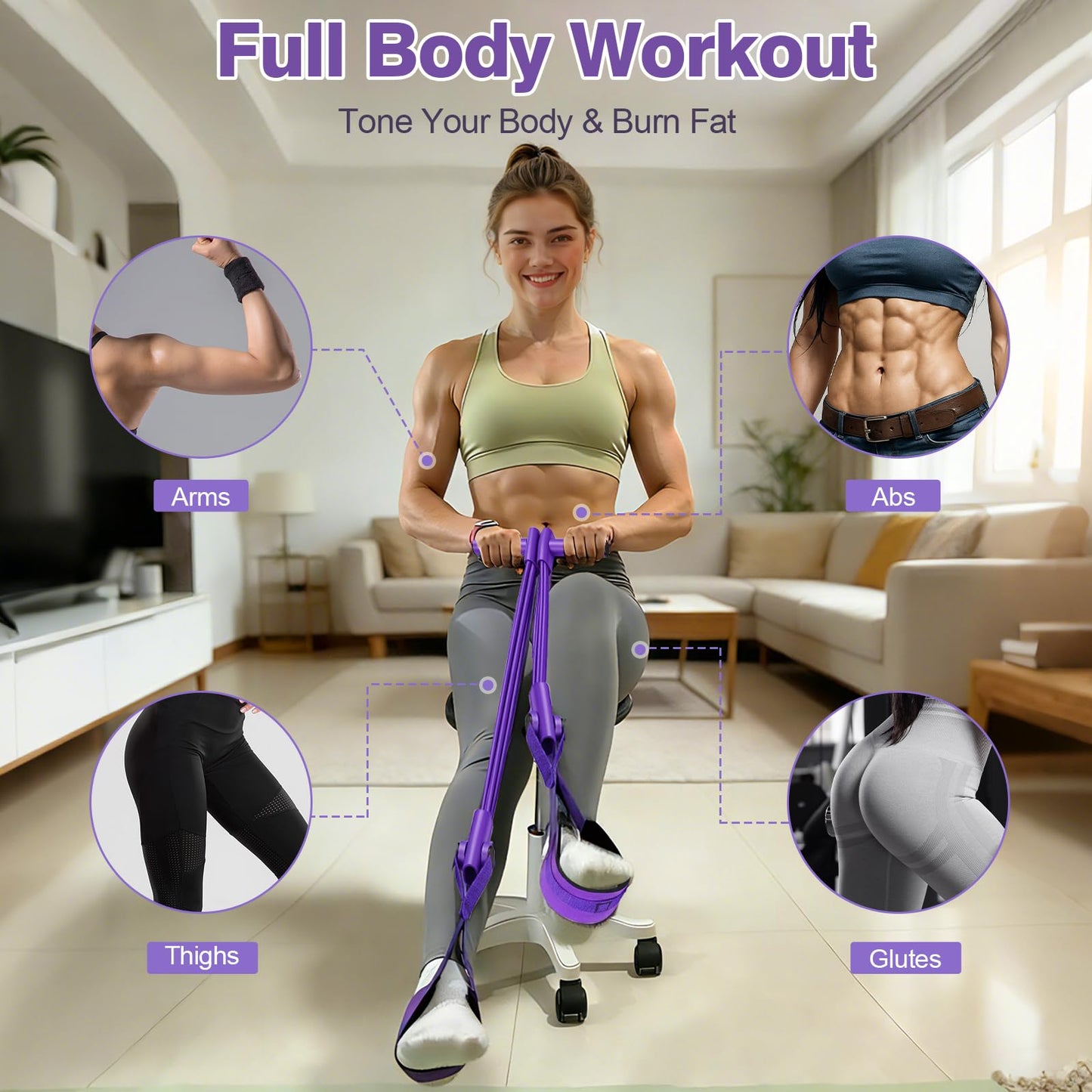 Upgraded Resistance Bands with Handles, 8-Tube Multifunctional Exercise Bands for Full Body Workout, Strength Training Bands for Arms, Legs, Abs & Home Gym