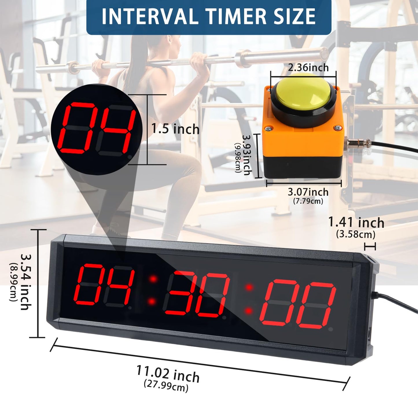 SMAHEAT Fitness Timer with Stopwatch Button, Suitable for School/exam/Home Exercise/Gym/Gym SMAHEAT Electronic Fitness Timer (1.5 inch six-Digit All-red)