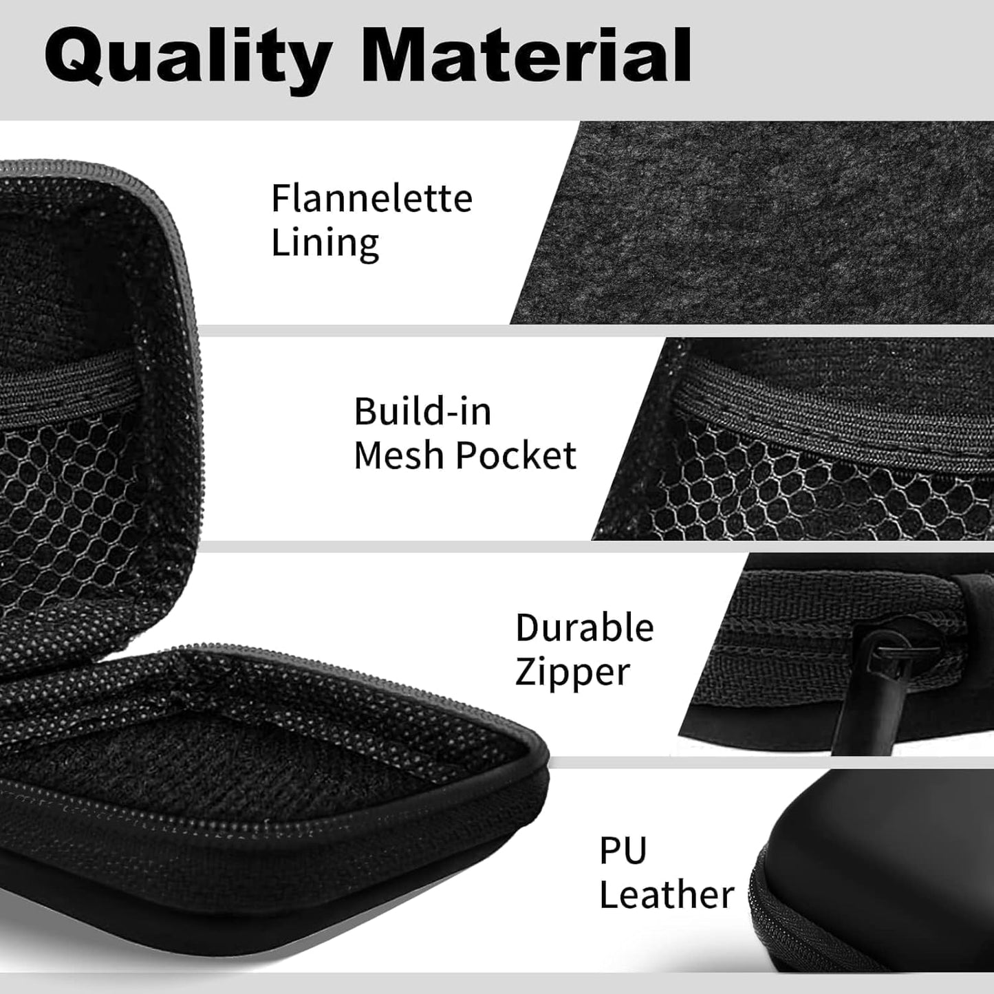 Woyinger Square Earbud Case Portable EVA Storage Bag Cell Phone Accessories Organizer with Carabiner for Wired/Wireless