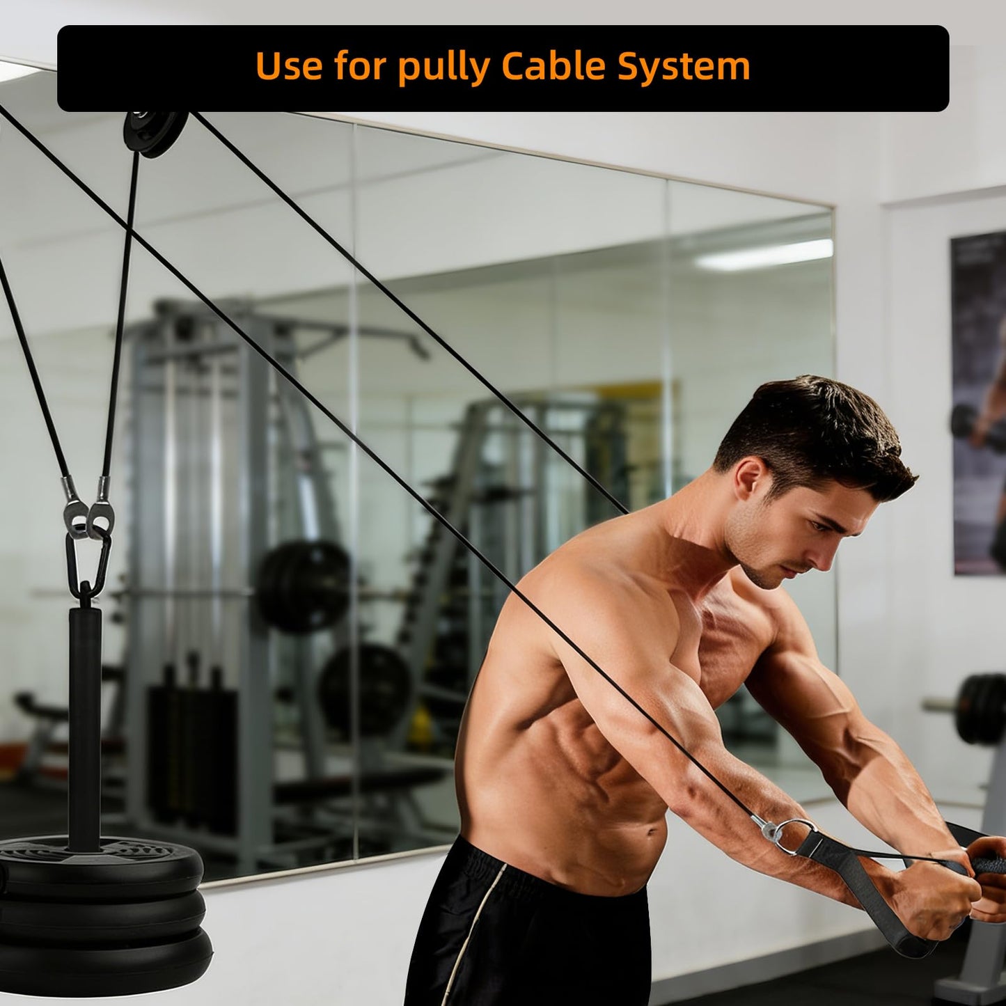 LFJ Gym Cable Pulley Cable Replacement for Pulley Machine Heavy Duty Steel Wire Rope 32.8/65.6/98.4 Ft for Weight Lift Pulley System, Gym Steel Cable, Thick 5mm, TPU Coated