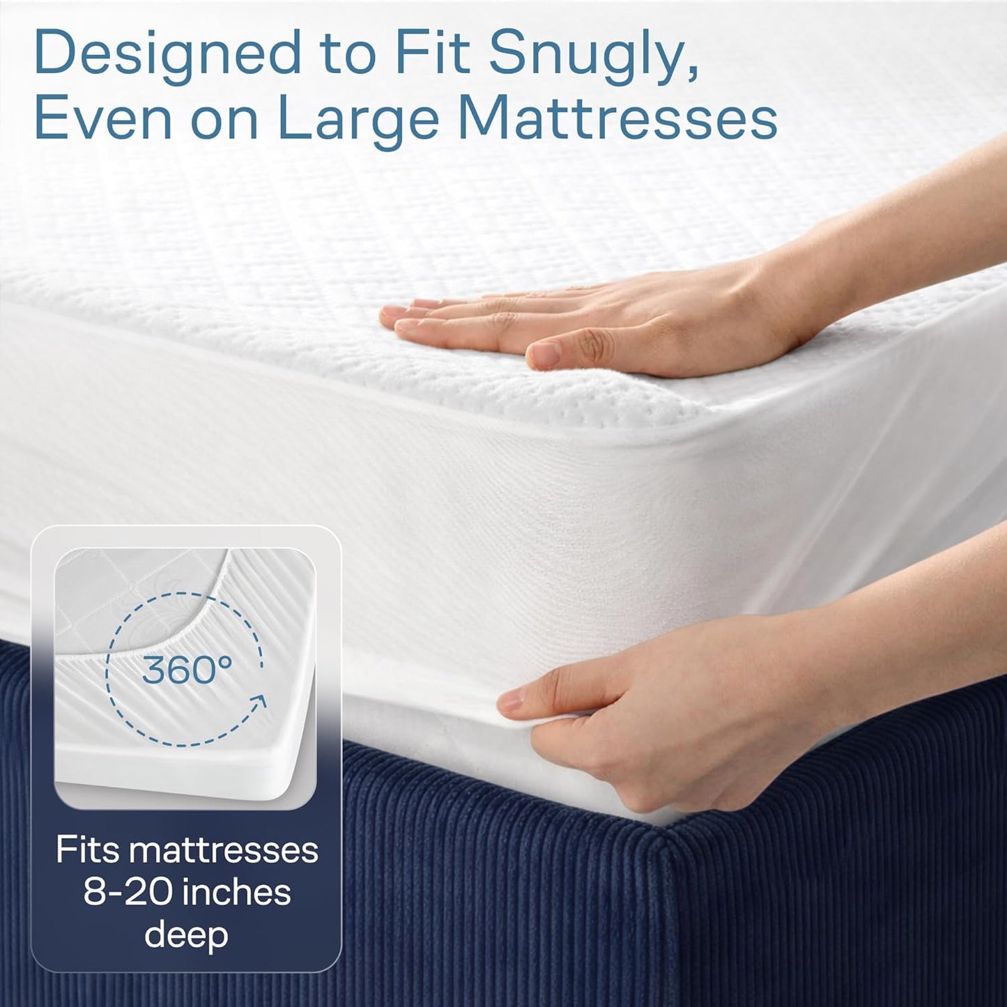 100% Waterproof Mattress Protector by [Brand Name] - Full Size, Noiseless & Cooling Bamboo Viscose for Ultimate Spill & Stain Defense (White)