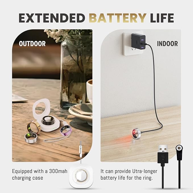 Smart Ring For Women Men, Health Tracker with Heart Rate/Blood Oxygen/Blood Pressure/Sleep Monitoring/Step Counting, IP68 Waterproof Fitness ring, No App Fees for iPhone & Android (Rose Gold, 12#)