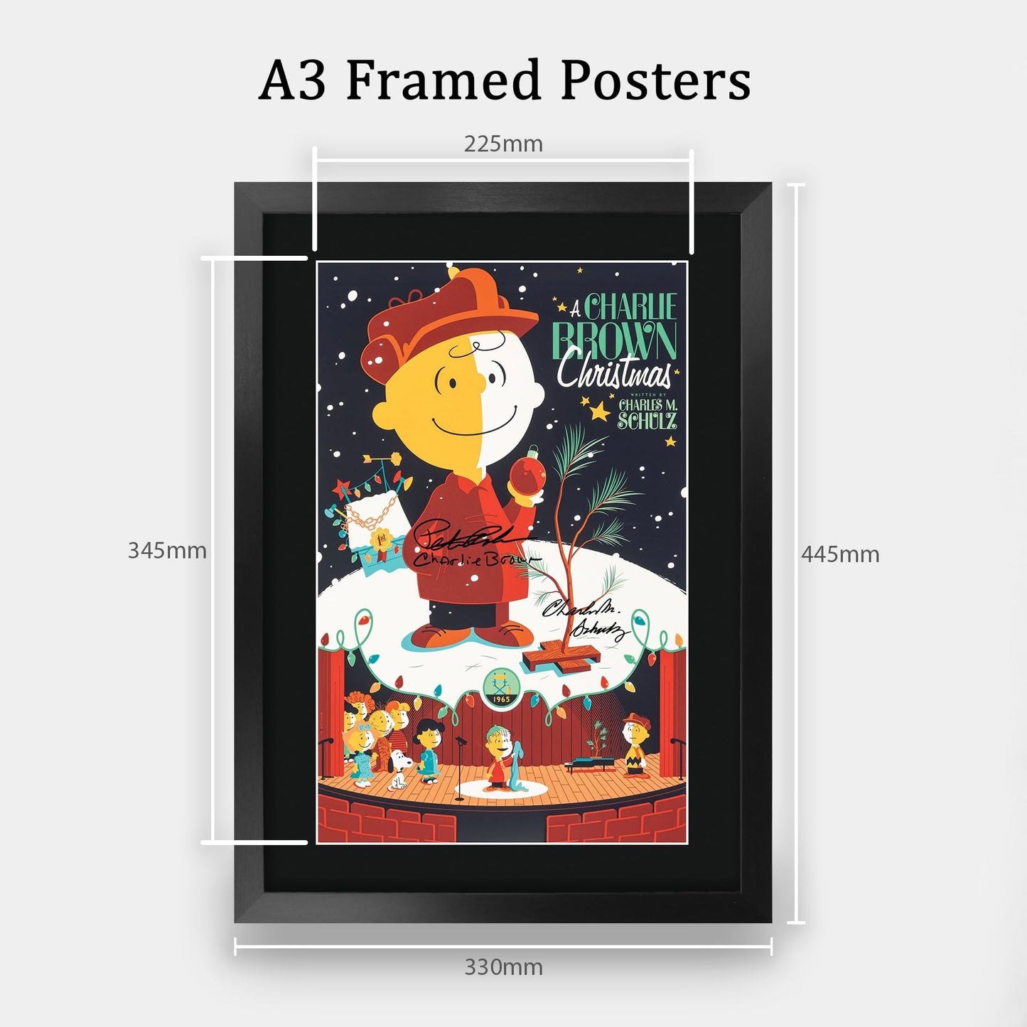 HWC Trading A Charlie Brown Christmas (1965) Gifts Printed Poster Signed Autograph Picture for Movie Memorabilia Fans - 16" x 12" Framed