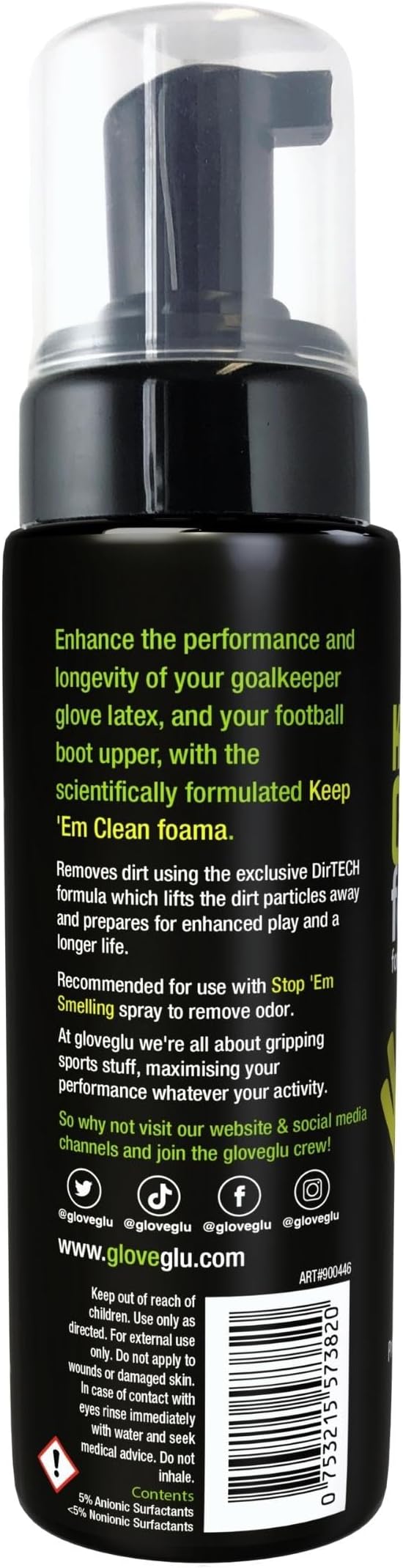 Glove Glu Keep 'Em Clean Foama for Goalkeeper Gloves and Football Boots, 200ml