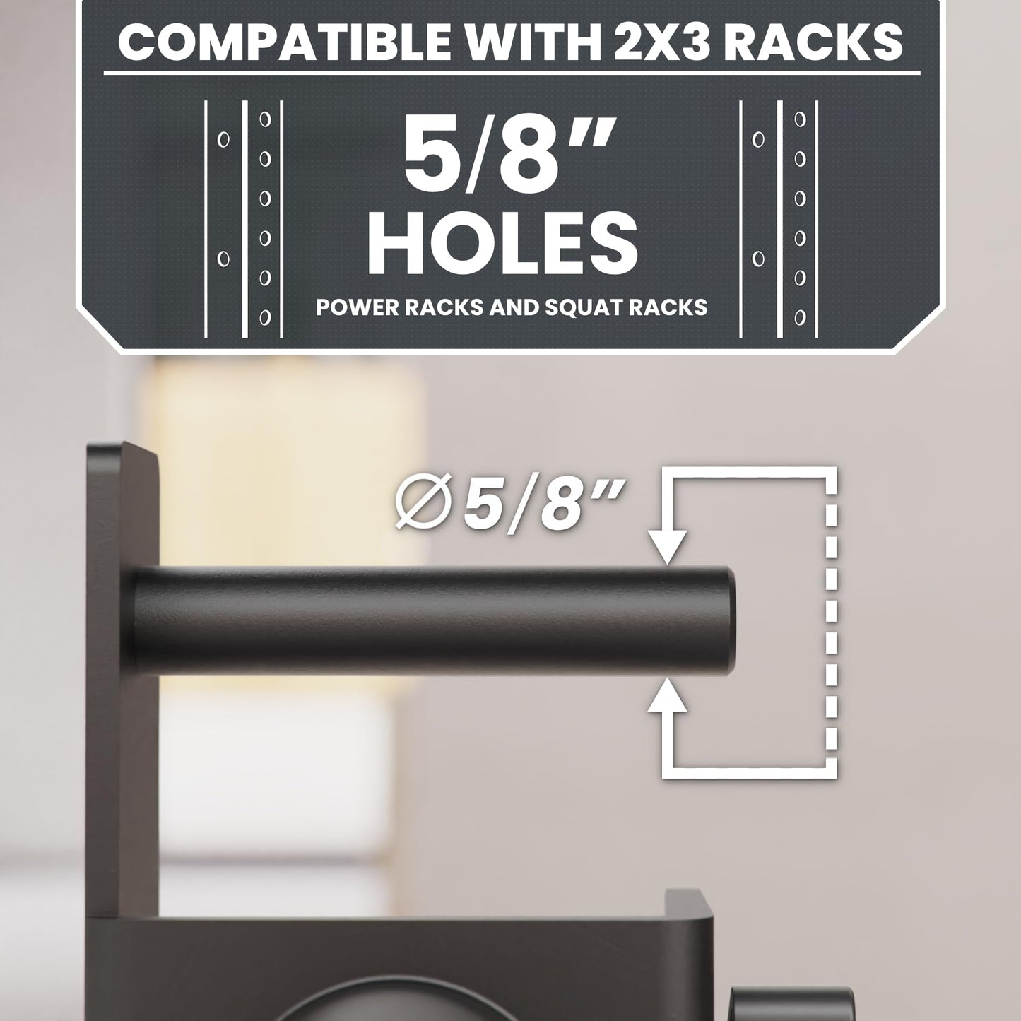 Synergee Weight Plate Storage Peg for 2x3 Power and Squat Racks. Fits 5/8" Holes. Rack-Mounted Olympic Plate Holder for Organized Weight Storage.
