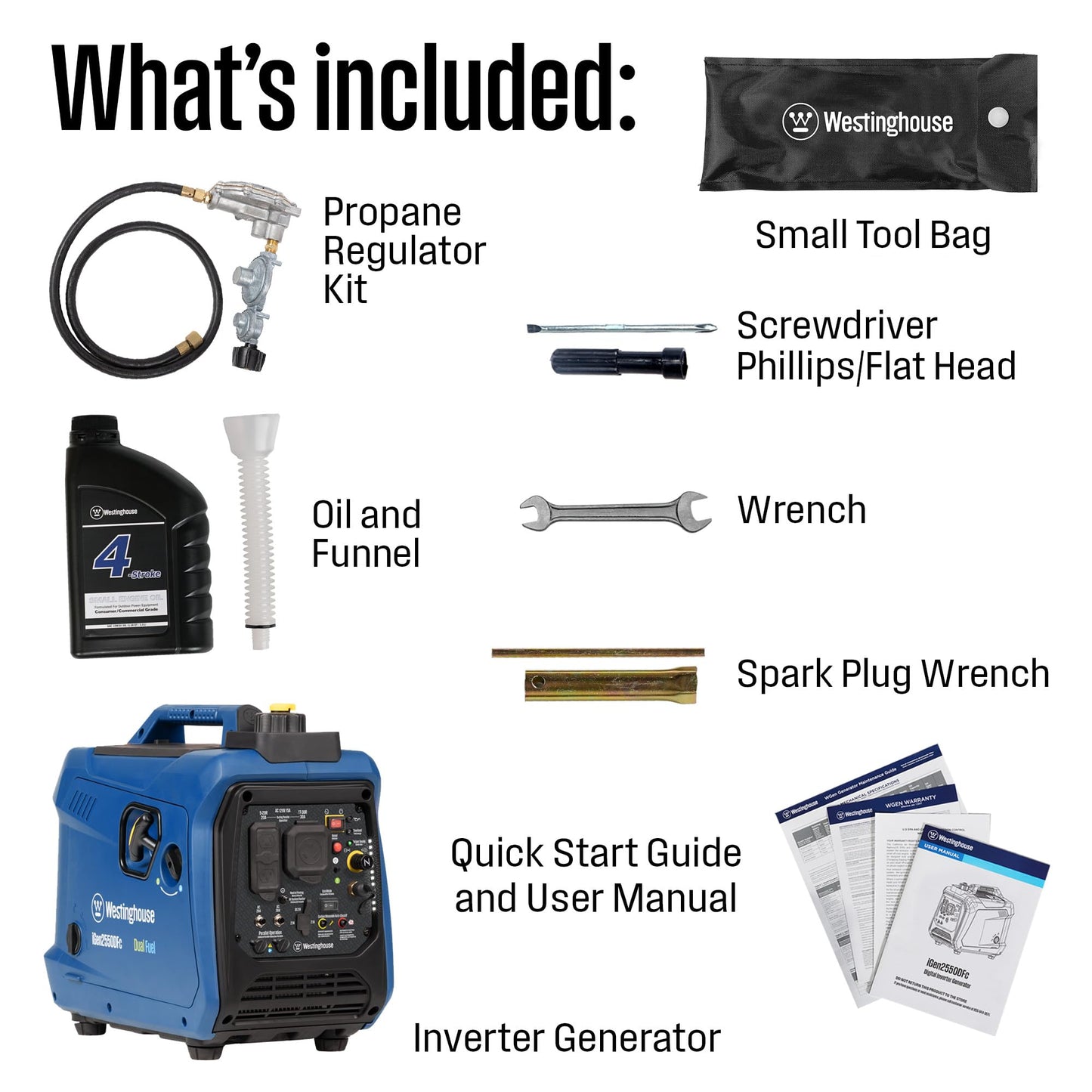 Westinghouse 2550 Peak Watt Super Quiet & Lightweight Portable Inverter Generator, RV Ready 30A Outlet, Gas and Propane Powered, CO Sensor, Parallel Capable, Long Run Time