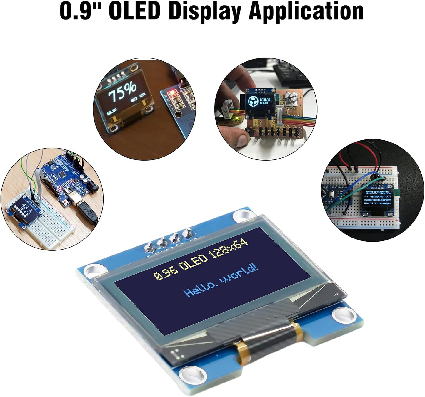 AYWHP 5 0.96 Inch I2C 128x64 Pcs OLED IIC Display Module, Pixel Serial Display Board, Module for Arduino Display