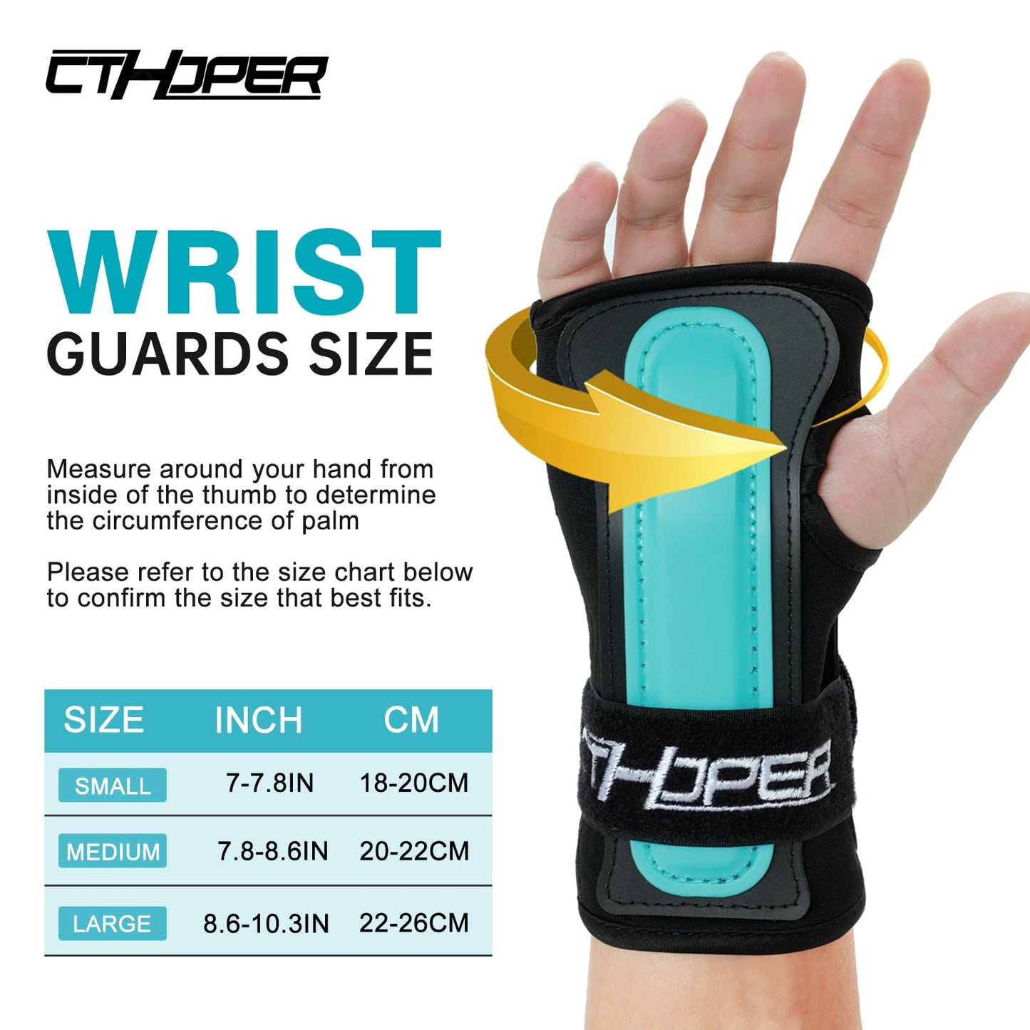 CTHOPER Wrist Guards Hand Protector for Snowboarding, Skiing, Skateboarding, Skating, Adults/Kids/Youth Sports Wrist Brace Protective Gear(1 Pair) (L)