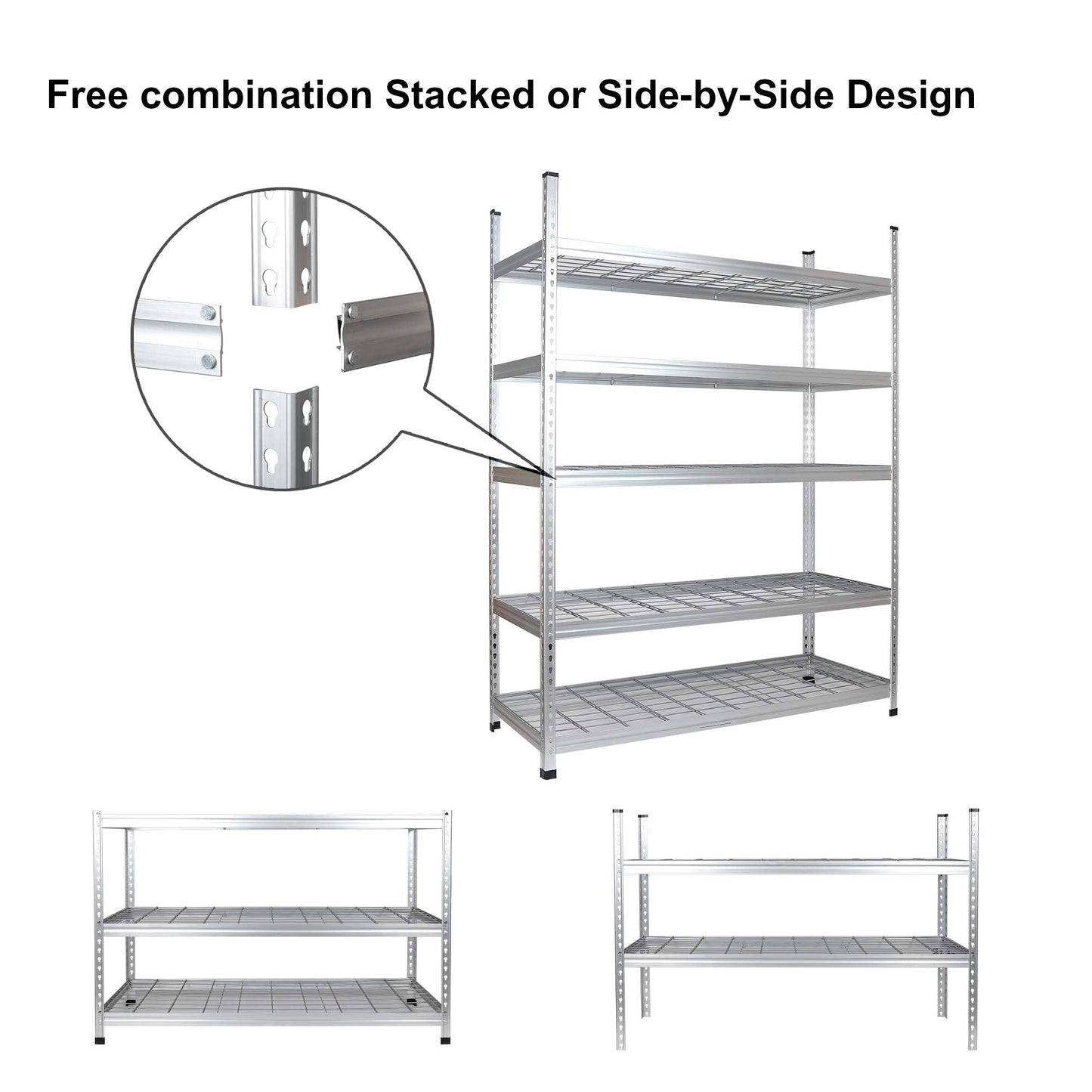 Amazon Basics Heavy Duty 5 Shelf Storage Shelving Unit, High-Grade Aluminum, Shelves, Adjustable Height, 60" x 24" x 78", Silver