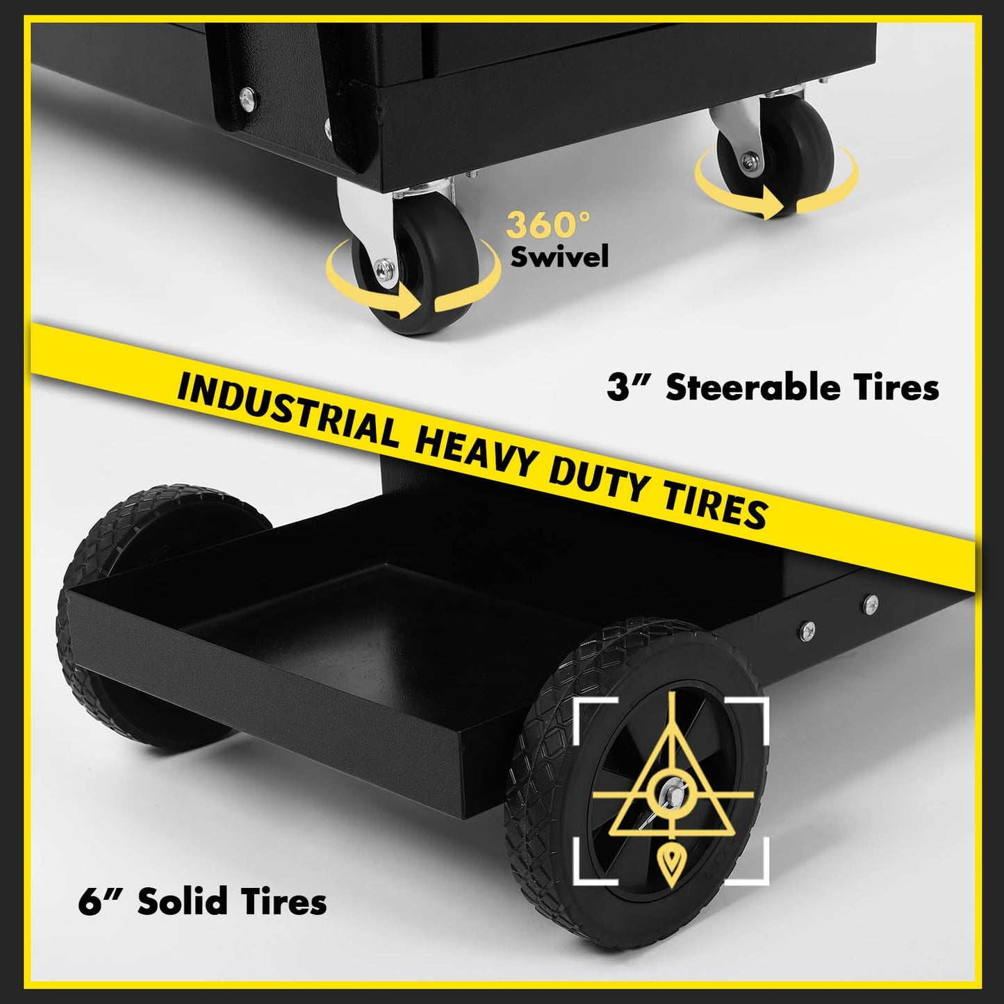 FAHKNS Welding Cart - Heavy Duty Welding Carts for MIG Welder & Plasma Cutter，Welding Cart with Large Capacity Lockable Cabinet, 360° Swivel Wheels, Cable Hook，Static Load Capacity 220 LBS