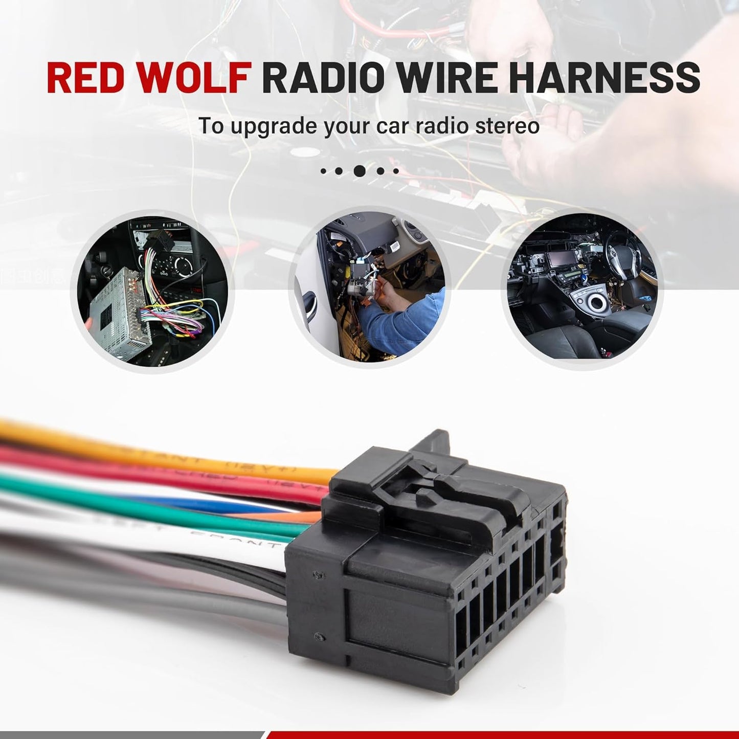 16-Pin RED WOLF Radio Stereo Wiring Harness Compatible with Aftermarket Pioneer Radio DEH AVH AVIC MVH FH SPH w/Wire