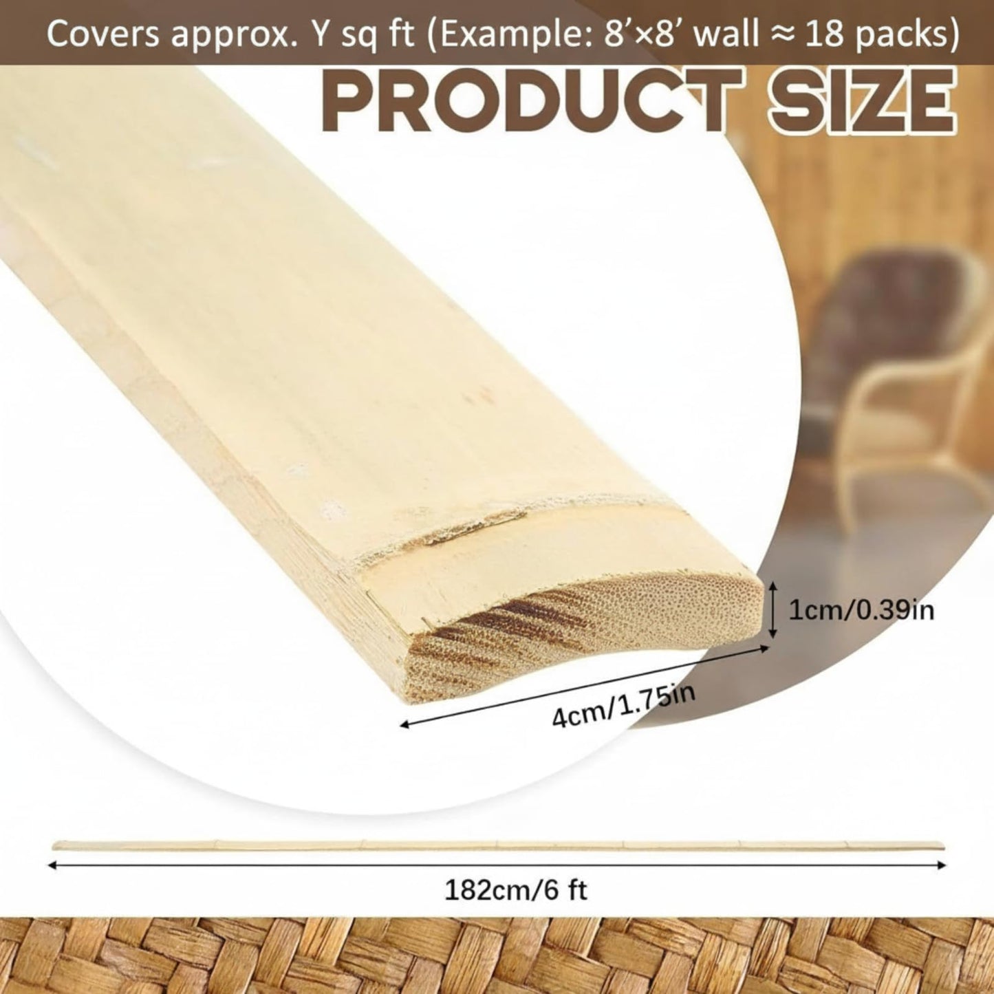 Maasechs 24 Pack 6ft Bamboo Slat Wall Panels, Vertical Wood Slat Accent Wall Kit for Modern Interior Decor, DIY Decorative Ceiling Panel System, Light Bamboo Finish, Easy Install
