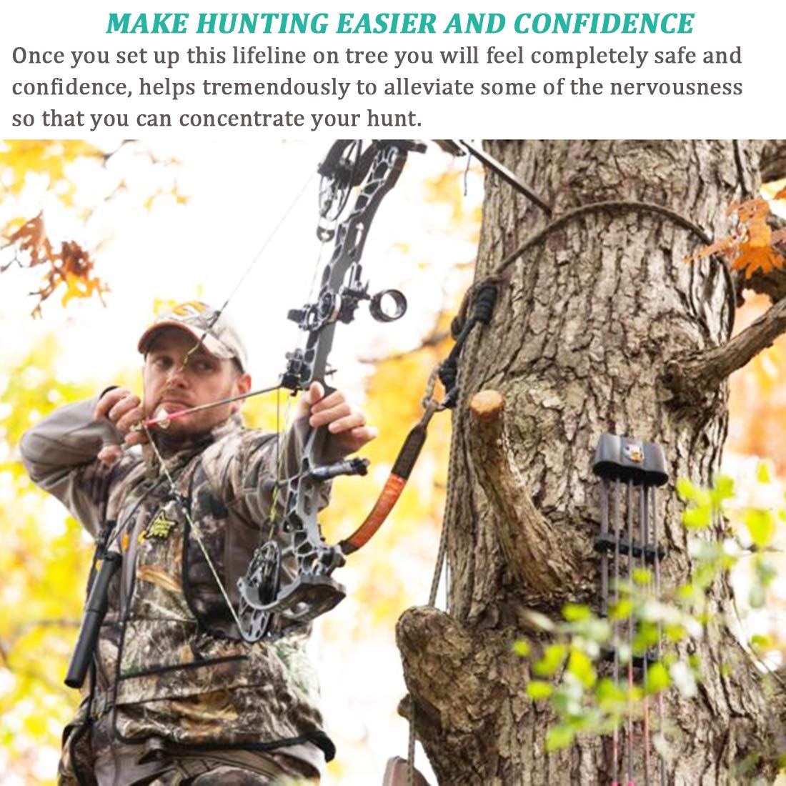 Treestand Lifeline Rope, 30' Treestand Safety Rope for Climbing Sticks, Hanging Ladder Stand Or Treestand, Bow Hunting Lifeline, Tree Stand Hunting Accessories, 30Feet