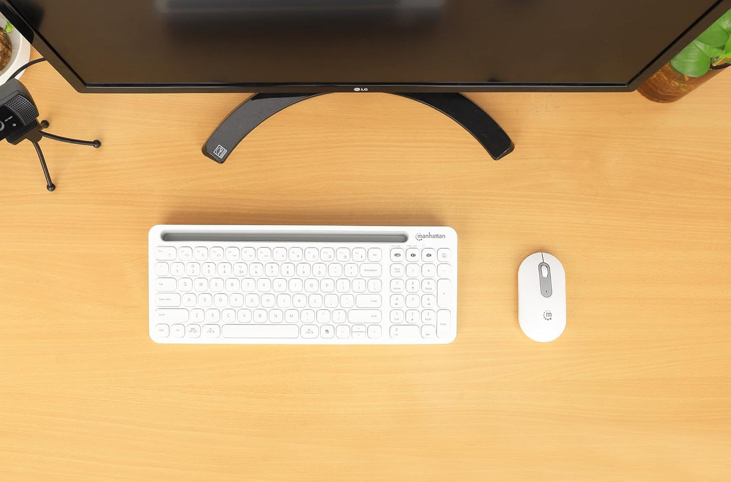 MANHATTAN Set 2.4 180580 Wireless Keyboard and Mouse Bluetooth & GHz for Multi-Device Switching Wireless Keyboard