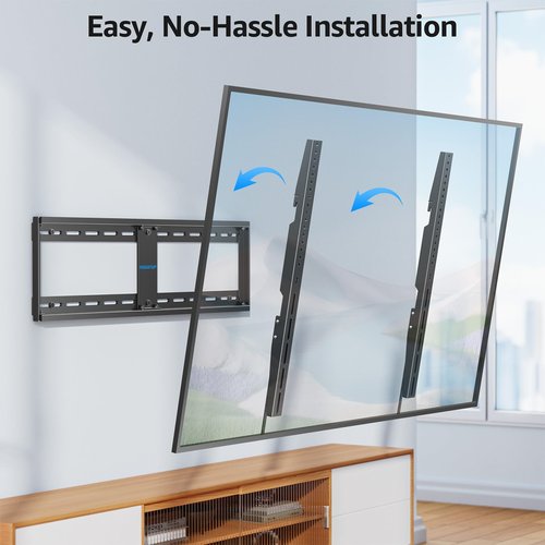 MOUNTUP Fixed TV Wall Mount for Most 50-100" TVs, 1.3” Slim Low Profile TV Mount with Level Design, Heavy Duty Mount for Large TVs, Fits 16"-32" Studs, Max VESA 800x600mm 199 LBS Loading MU0093