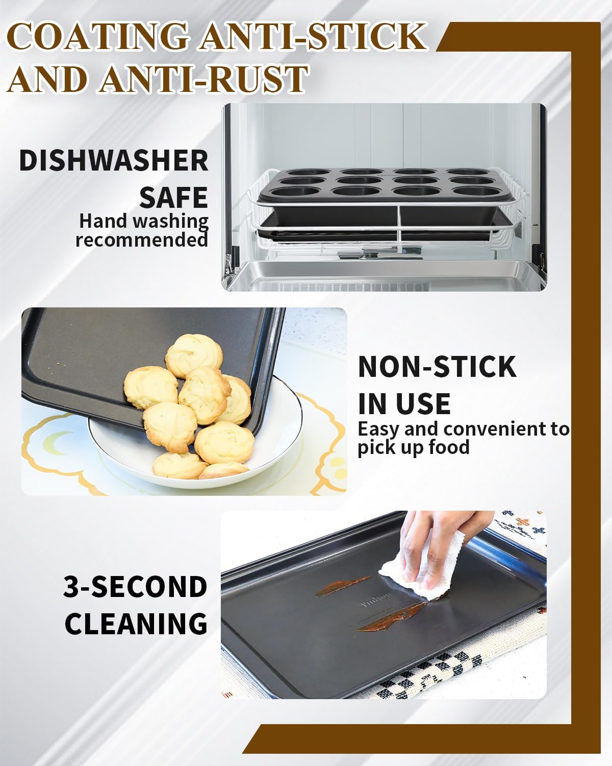 Skiennix Nonstick Baking Pans Set - 19 PCS Stackable Bakeware with Cookie Sheets, Cake Pans & Muffin Cups