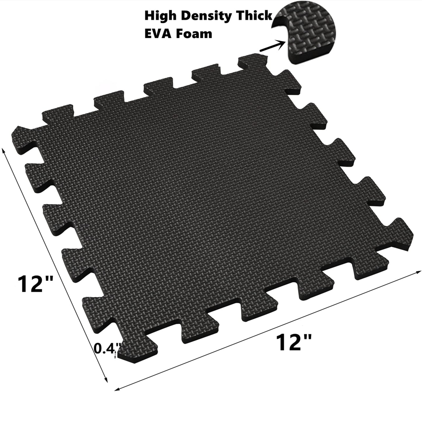 DEAYOU 16 Tiles Interlocking Foam Mat Floor Tiles, 12" x 12" EVA Foam Puzzle Mat with Borders, 0.4" Thick Soft Protective Exercise Padding Mats for Fitness, Play, Gym, Black and Cream White
