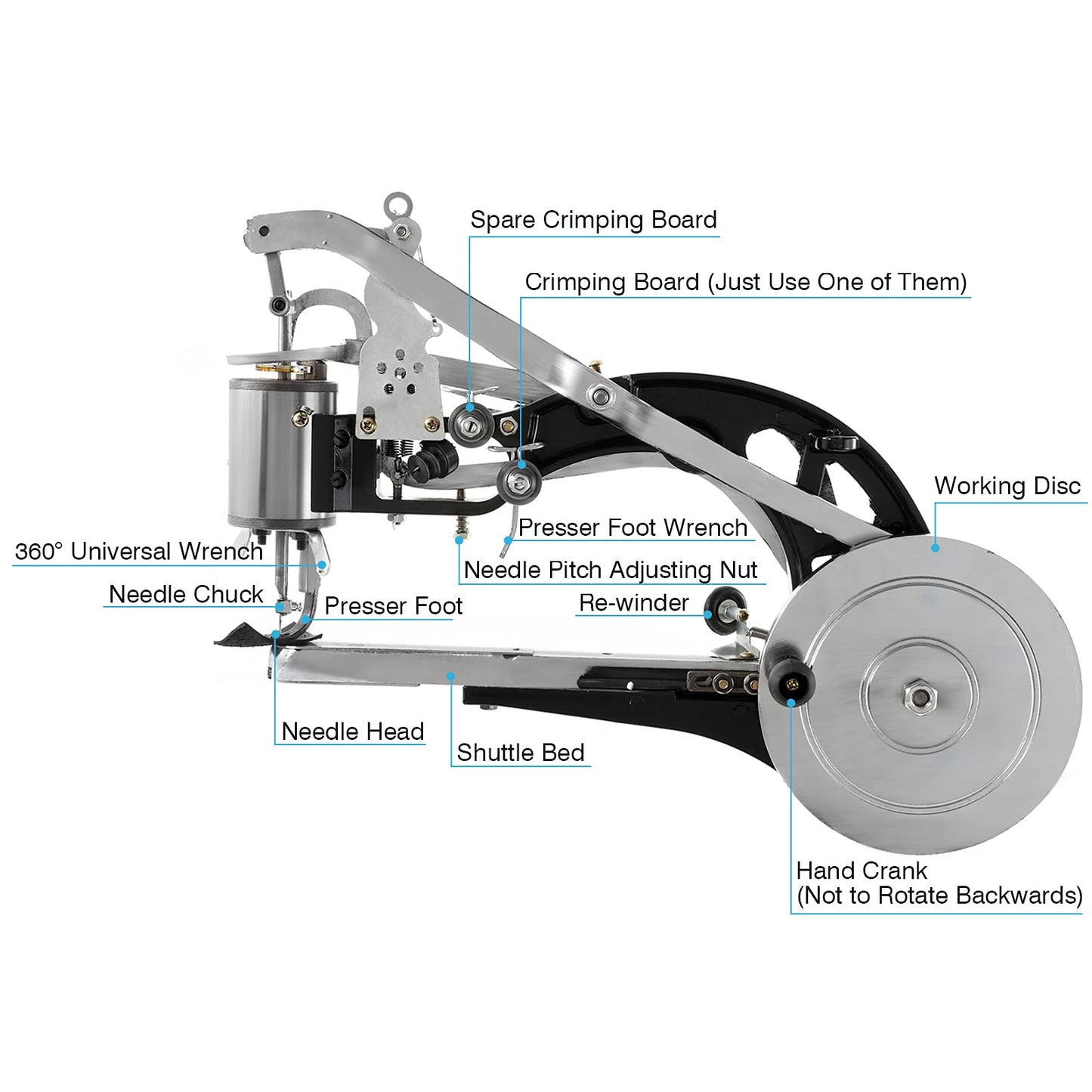IRONWALLS Leather Cobbler Manual, Heavy Duty Hand Shoe Repair Mending Sewing Machine with Needles, Leather Stitching Sewing Machine for Canvas Cotton Linen, Bags, Cloths, Tents