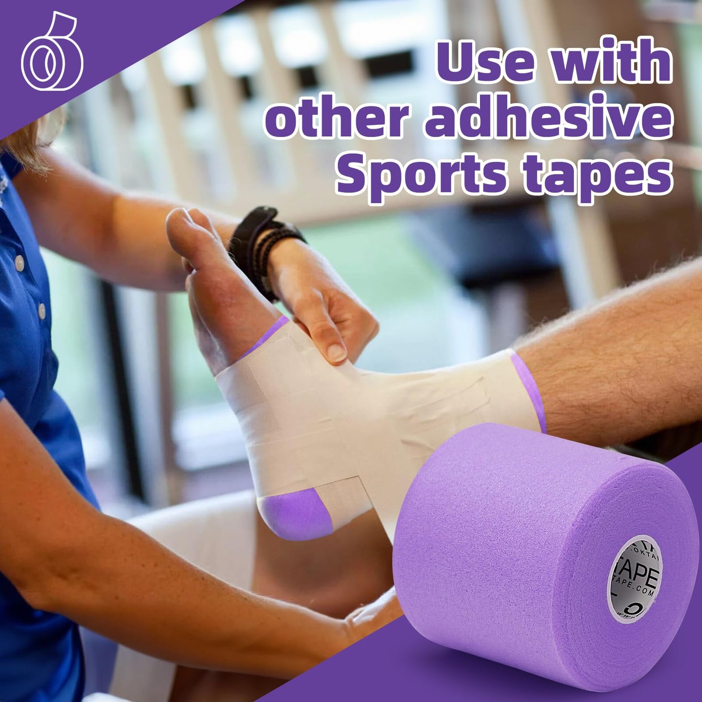 OK TAPE Pre Wrap Tape (4-Rolls, 120 Yards) - Athletic Foam Underwrap for Sports, Protect for Ankles Wrists Hands and Knees, 2.75 Inches - Purple