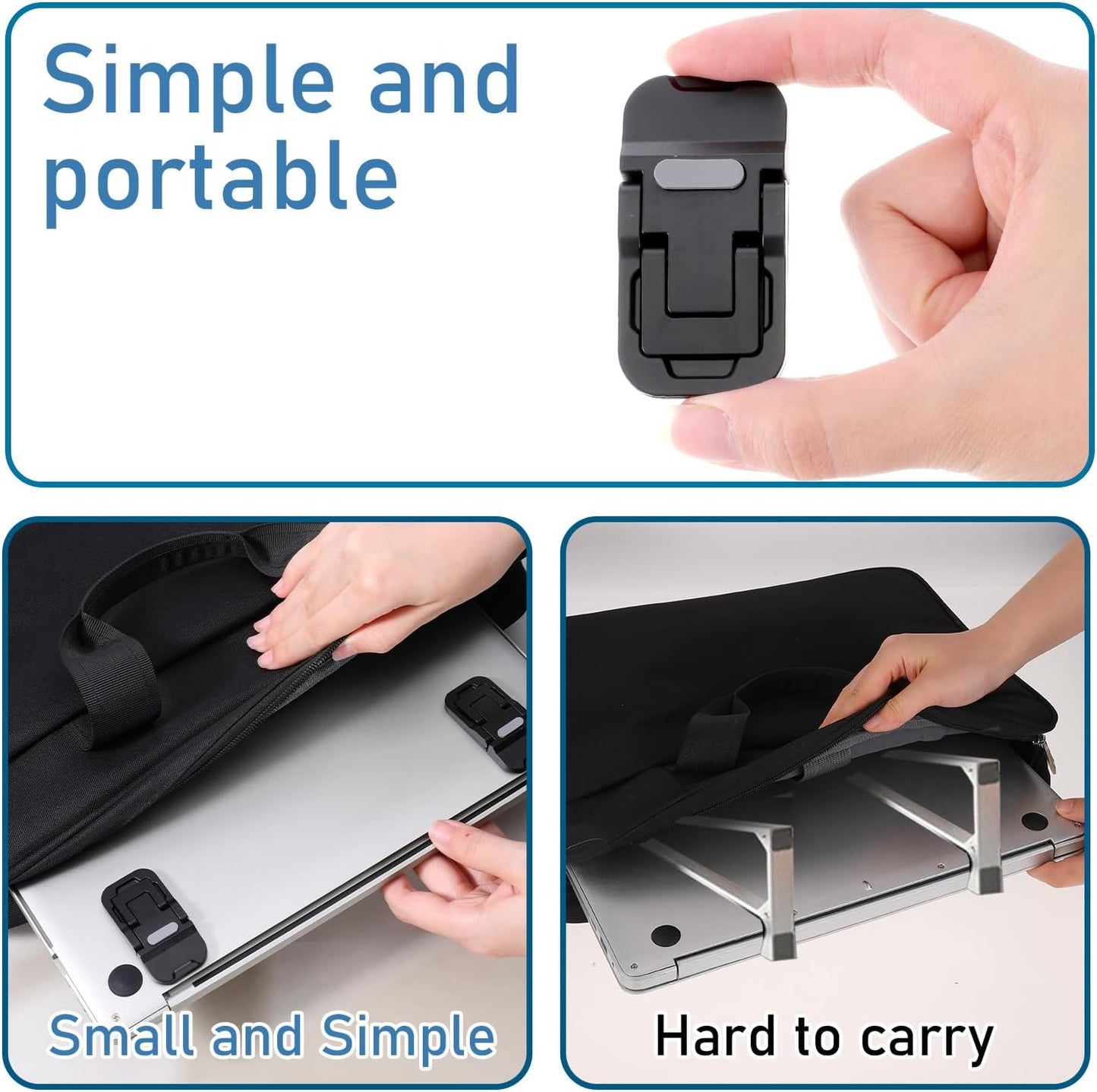 Bewudy 2 Pcs Portable Keyboard Stand, Dual Tilt Angle Adjustment, Foldable Laptop Riser, Self-Adhesive Feet for Most