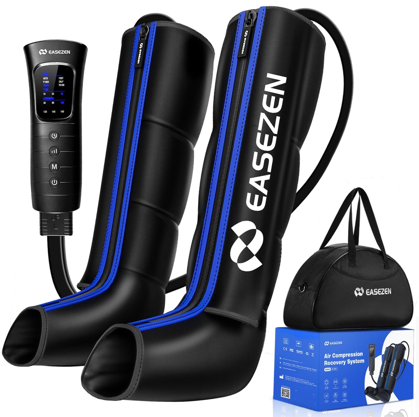 EaseZen Leg Compression Massager for Circulation and Pain Relief, Leg Recovery Compression System for Fast Recovery of Foot, Calf and Thigh, Relieve Edema, Reduce Muscle Fatigue