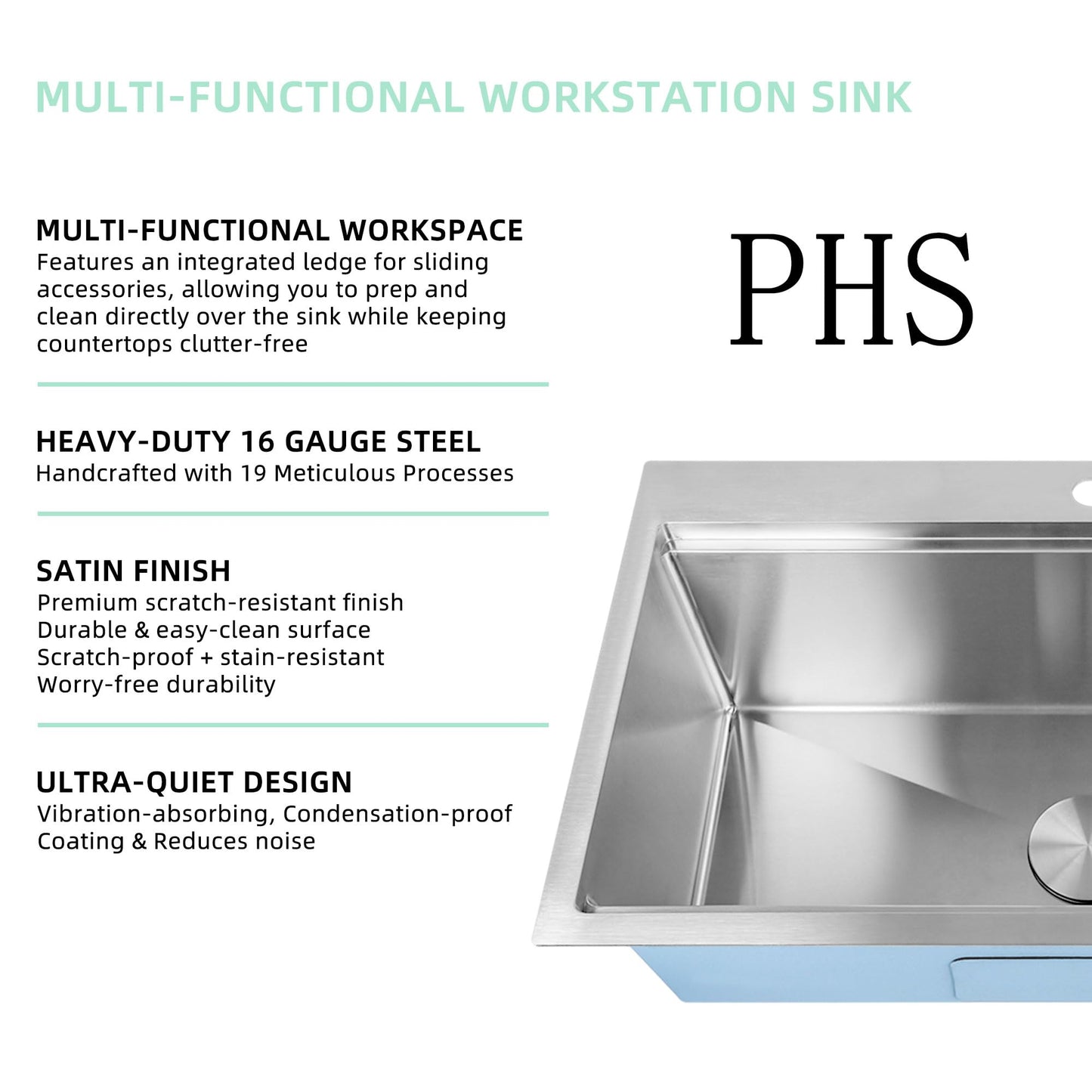 32 inch Workstation 32 * 19 Single Bowl