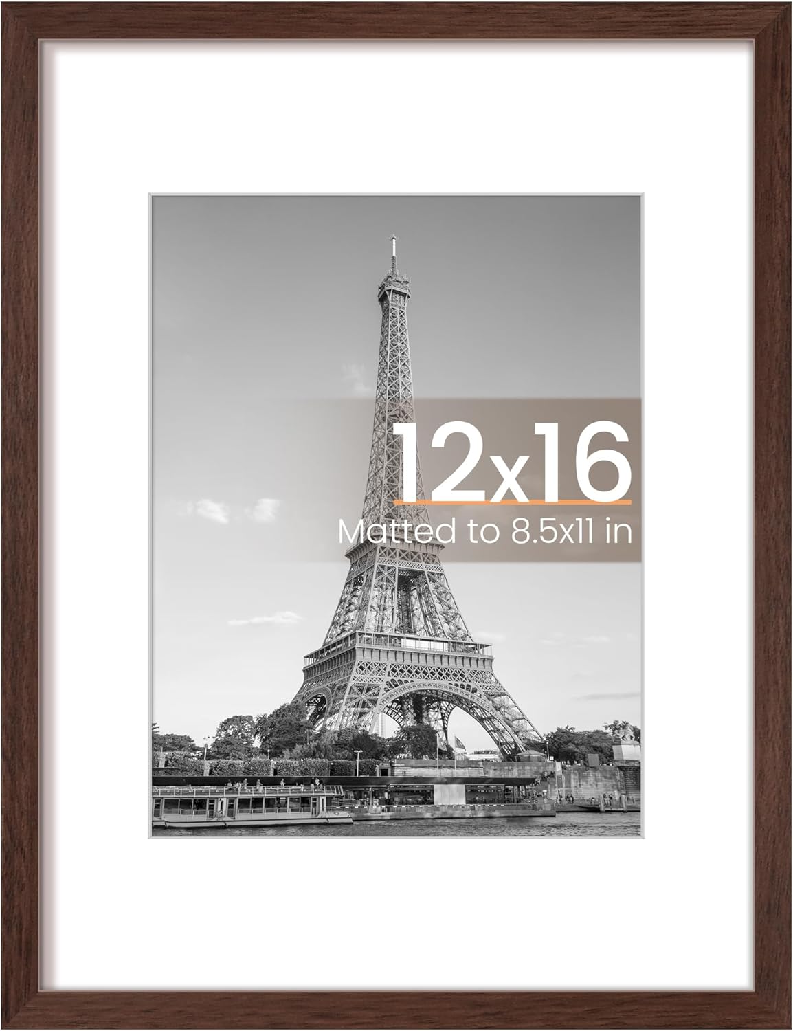 Upsimples 12x16 Picture Frame - Versatile Wall Hanging for 8.5x11 Photos | Brown, Single Pack