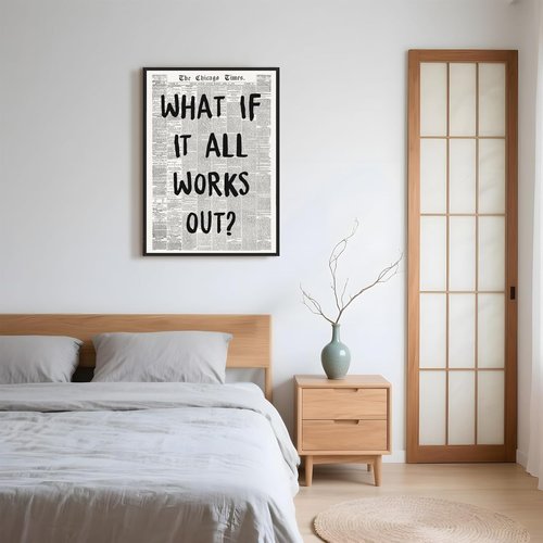 Framed What If It All Works Out Wall Art - Black & White Motivational Canvas Print | 12x16 Inch