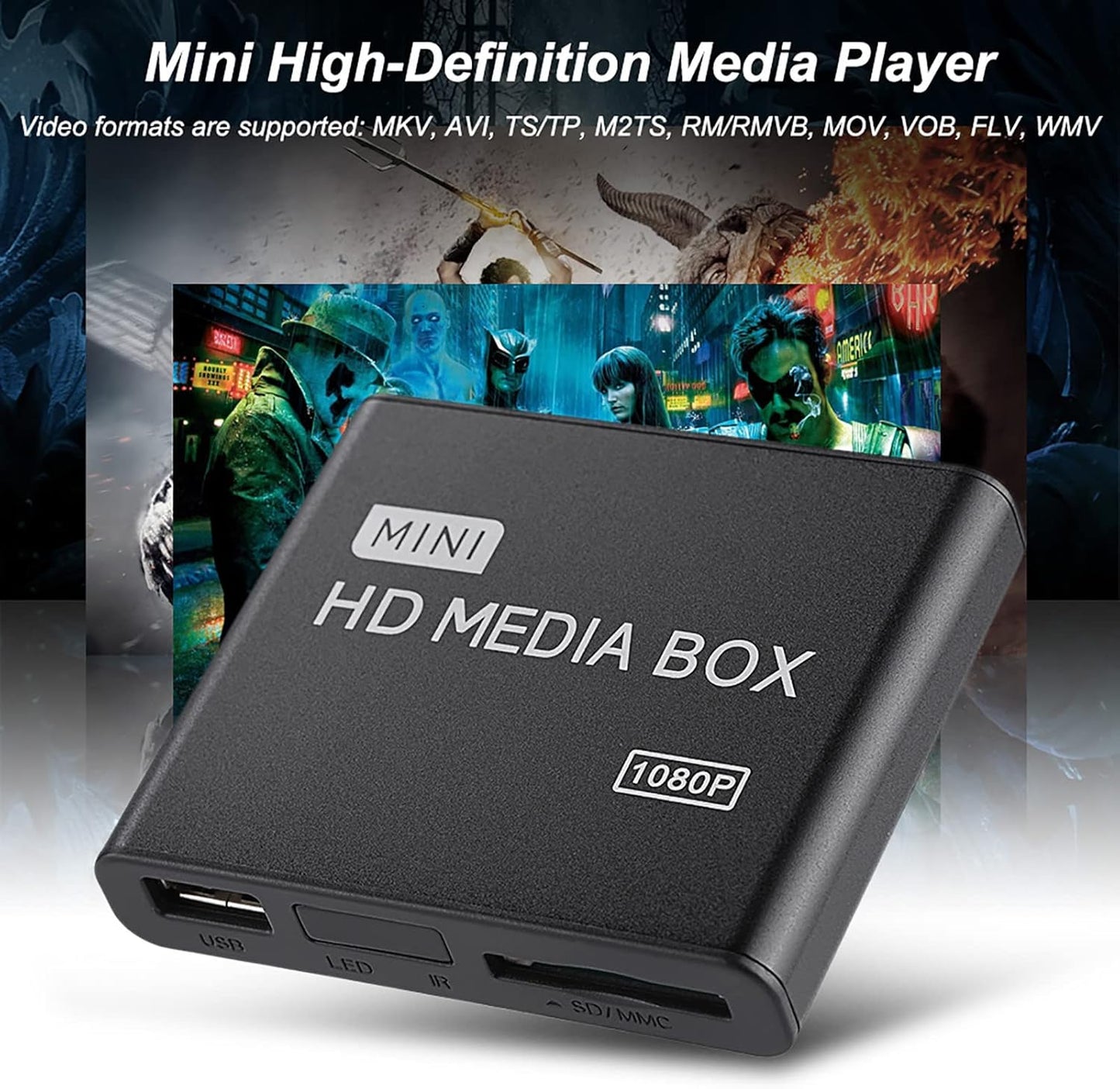 Fupi 1080P 7.1 1080P MMC MP3 Full-HD Digital Media Player, HDMI/AV/VGA Output, Surround Sound, HDMI Media Player