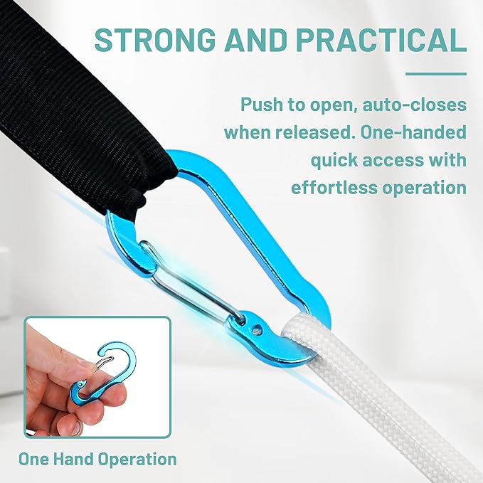 Multi-Pack Aluminum Carabiner Clips, 2" Ultra-Light Spring & Locking for Key,Hiking, Outdoor Activities