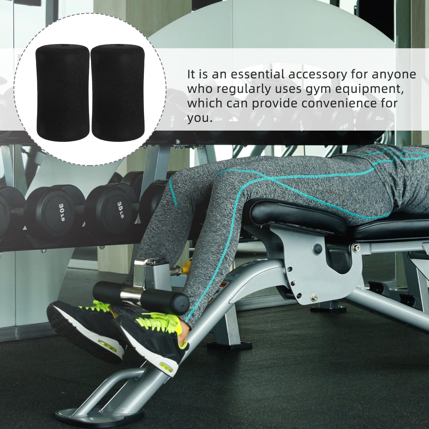 POPETPOP 4 Pcs Foot Foam Pads Rollers Replacement: Foam Foot Pad Rollers Tube Cover, Gym Replacement for Weight Bench, Leg Extension, Exercise Machine (Black)