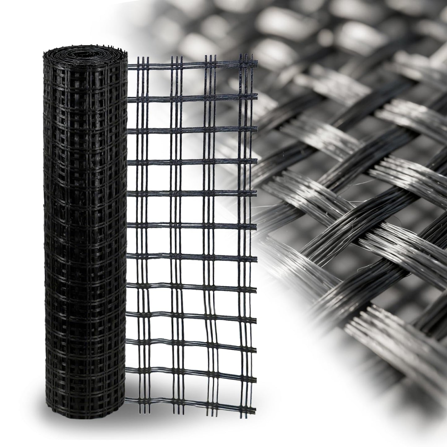 4ft x 50ft Fiberglass Geogrid for Retaining Walls, Bi-Directional 50kN Tensile Strength Geo Grid, 0.8" Mesh Soil Stabilization Fabric for Retaining Walls Up to 6 ft, Driveways & Ground Reinforcement