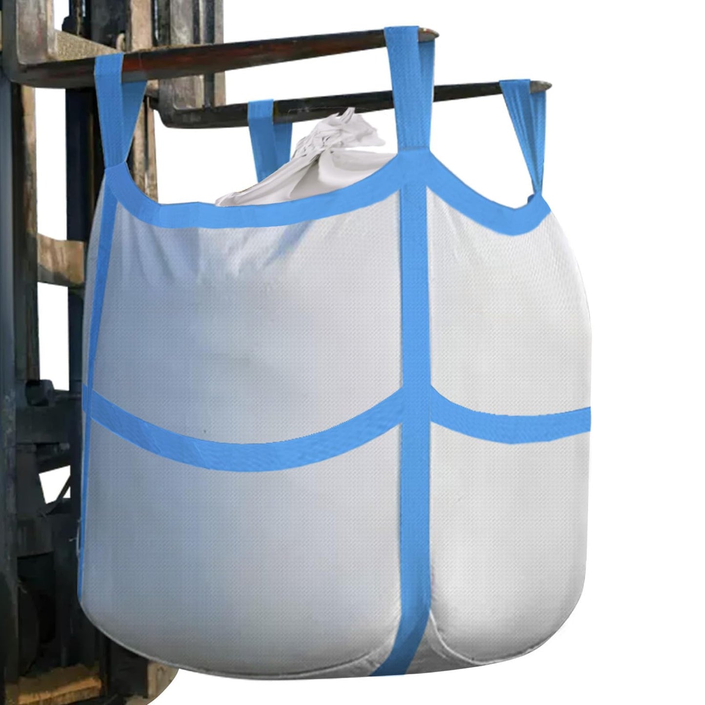 Aolikebao 10Pcs FIBC Bulk Bag,One Ton Bag, 35.4"L x 35.4"W x 43.3"H,3300lbs SWL Safty Factor 3:1,Woven Polypropylene Bags,Four Hanging,Duffle Top Flat X-Bottom