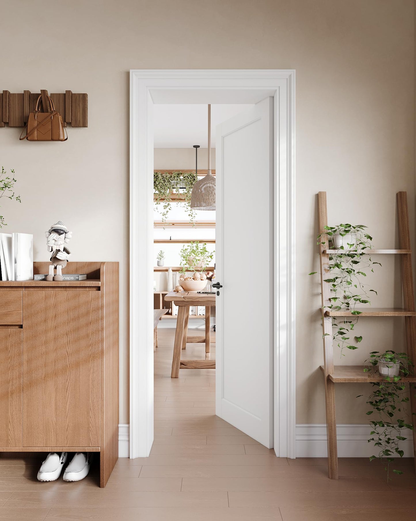 30"x 80"Interior Slab Door, 1-Panel French Door Slab, Pre-Assembled White Primed Solid Core Panel w/o Prehung Jamb, for Pantry Closet Laundry Bedroom Office