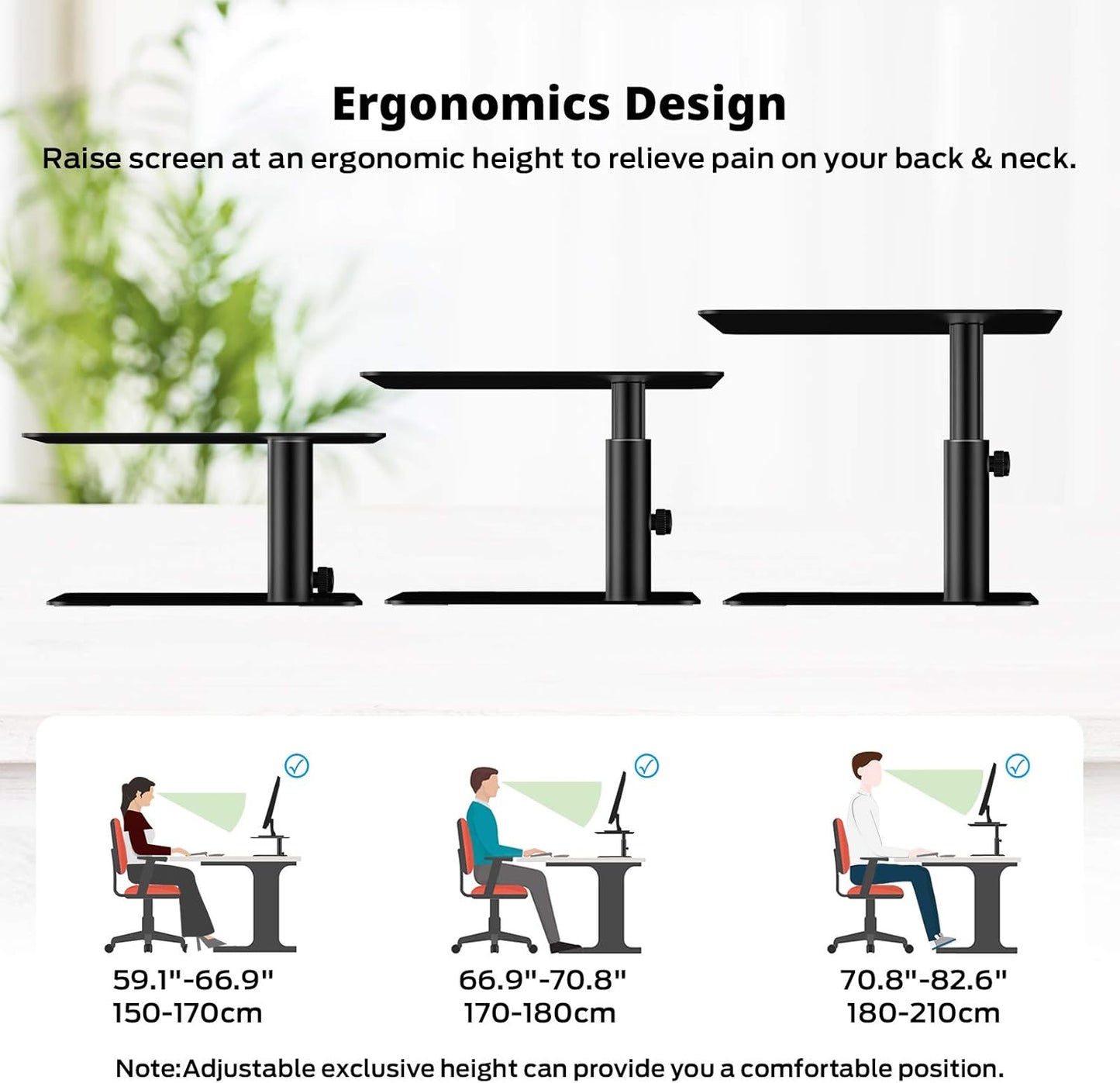 BoYata Monitor Stand, Adjustable Monitor Riser Metal Computer Stand Compatible with TV, PC, Laptop, Computer, iMac